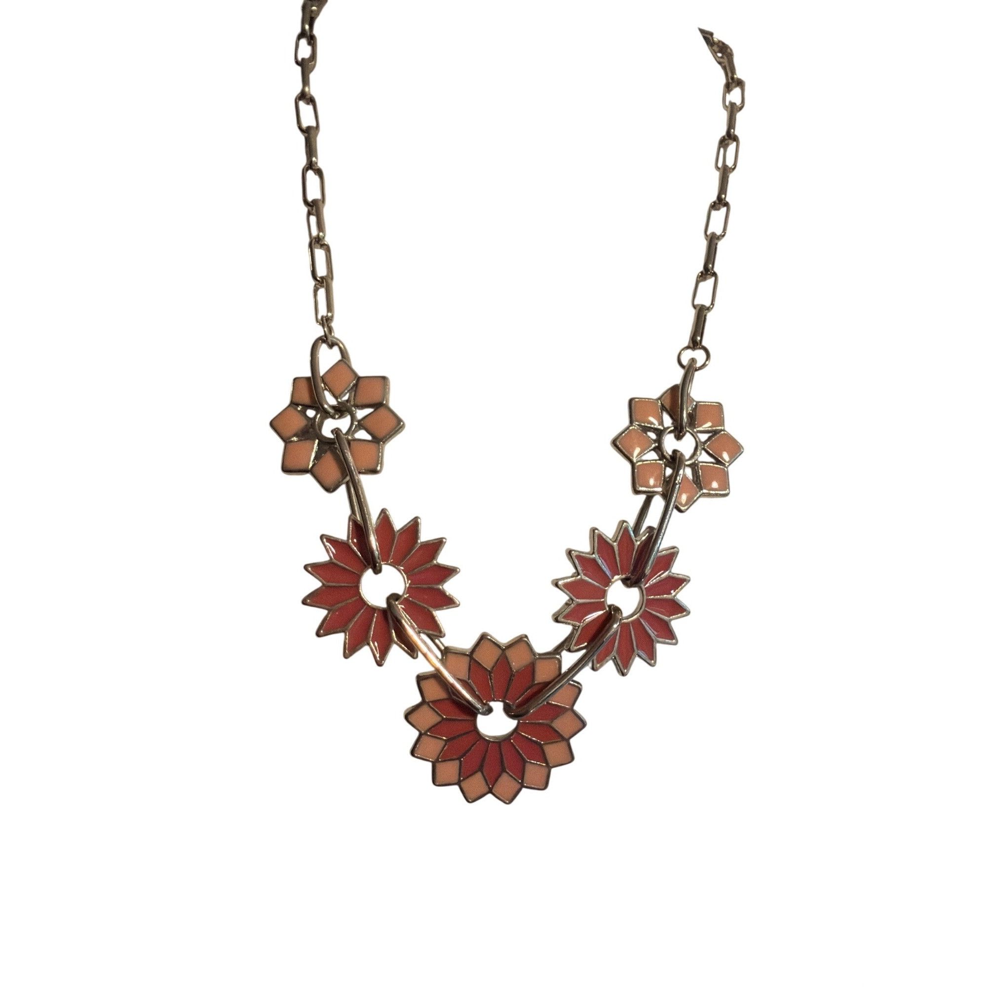 Other Christopher Banks Silver Tone Necklace Pink Enamel Flowers P Size ONE SIZE - 1 Thumbnail