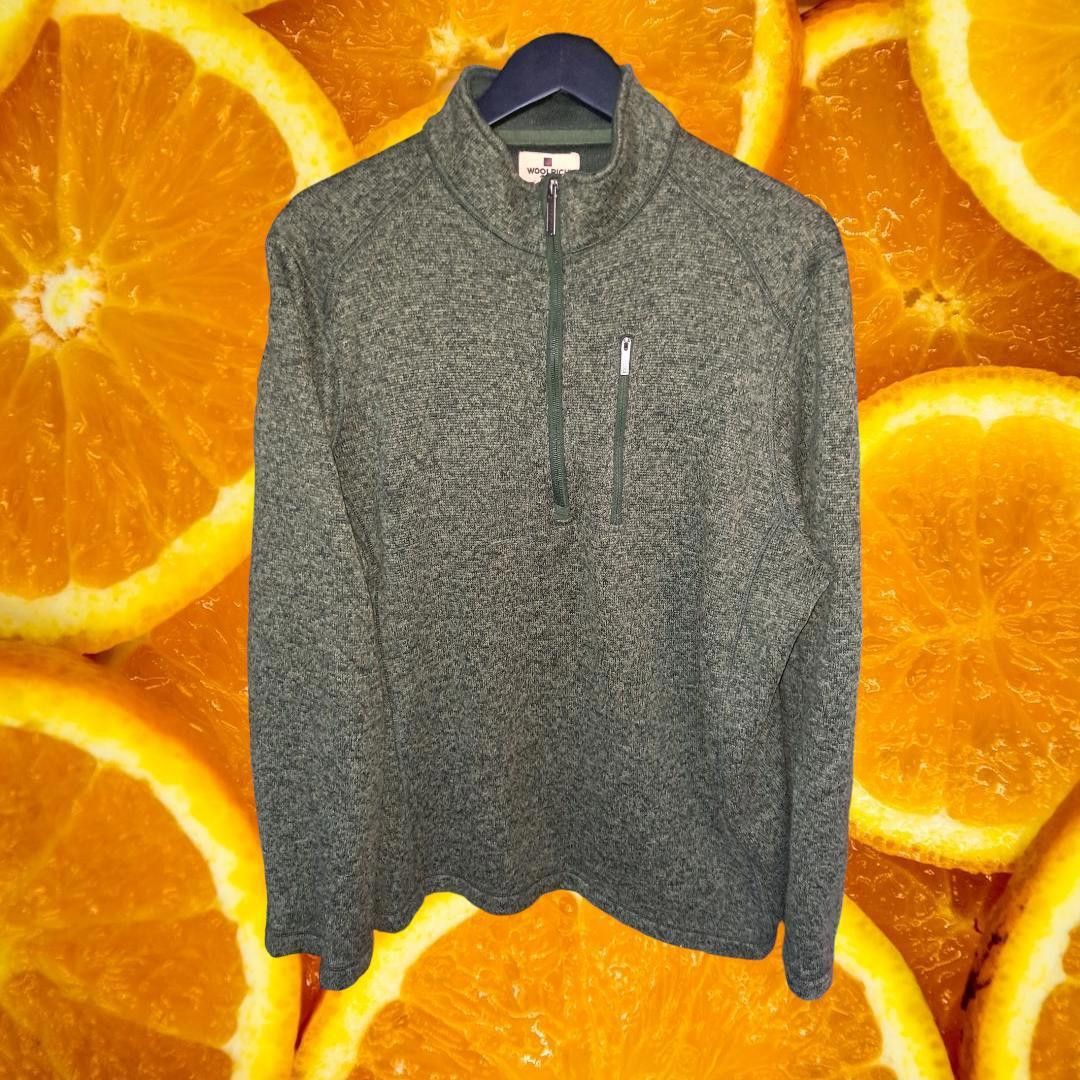 Other Wool Rich Marled Green 1/4 Zip With Zip Front Pocket Sweatsh Size US XL / EU 56 / 4 - 1 Thumbnail