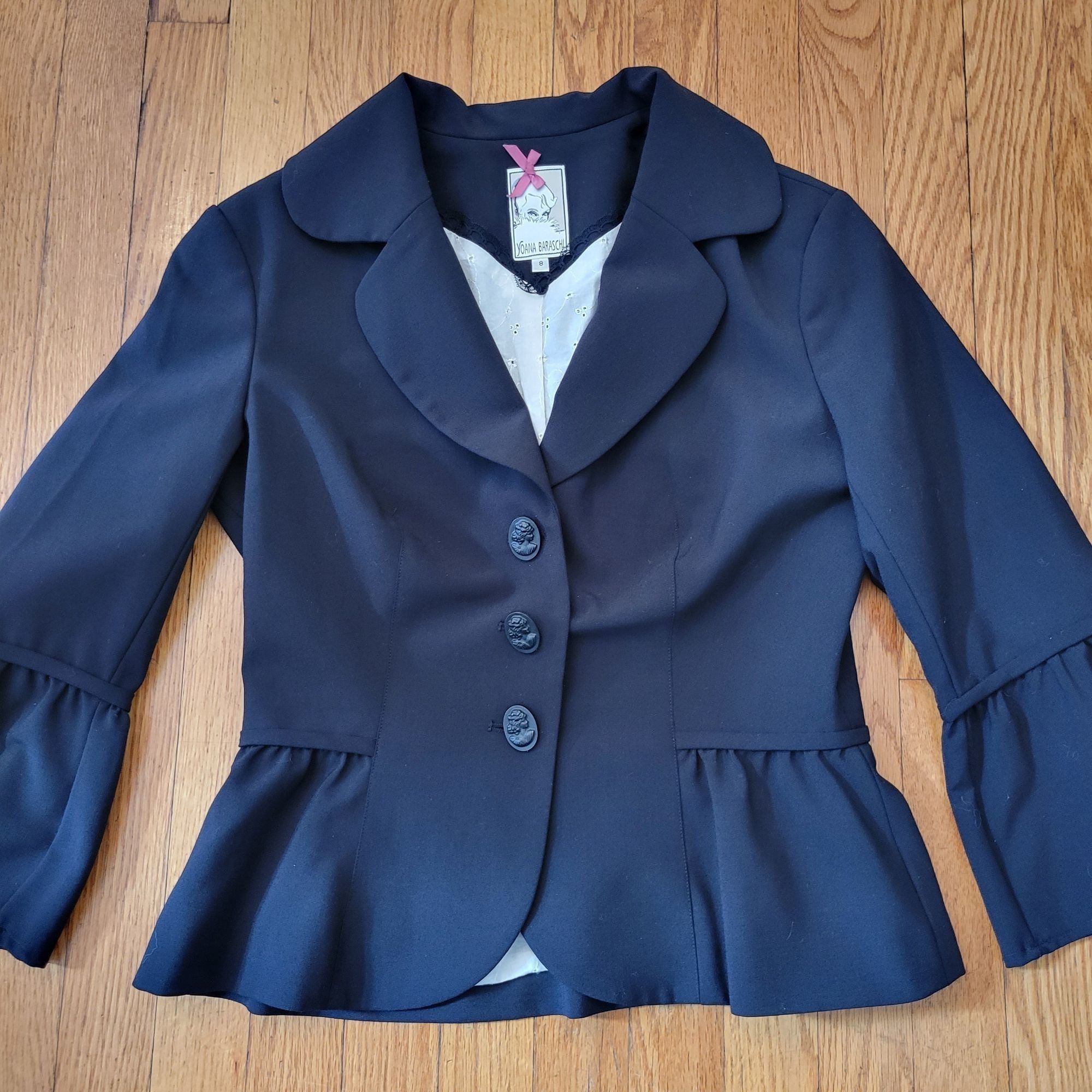 Other Yoana Baraschi 8 Black Blazer Peplum Jacket Victorian Whimsy Size M / US 6-8 / IT 42-44 - 2 Thumbnail