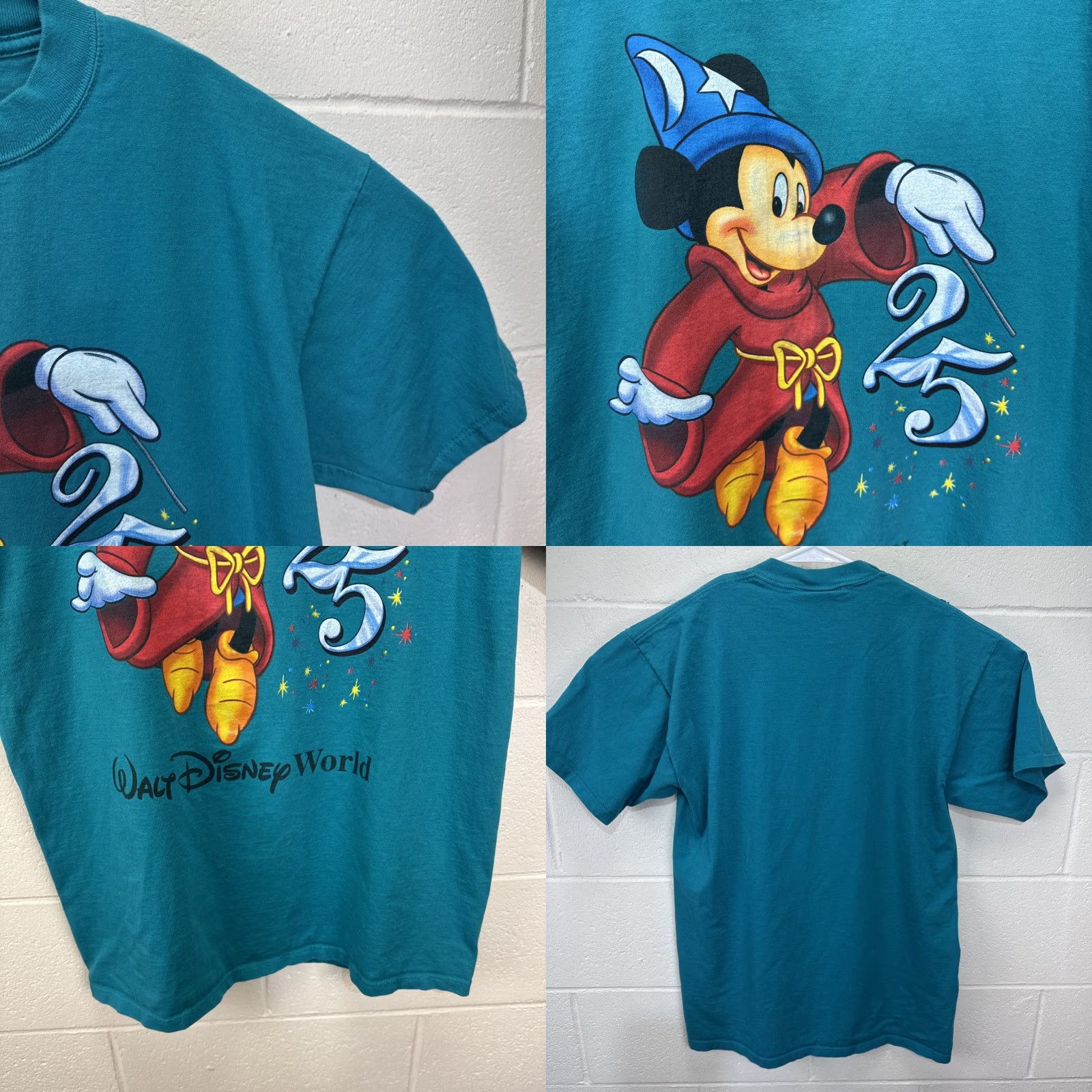 Disney VINTAGE Disney Mickey Mouse Walt Disney World 25th Anniversary T-Shirt Men Size L Turquoise 90s Cartoon Logo Size US L / EU 52-54 / 3 - 8 Thumbnail