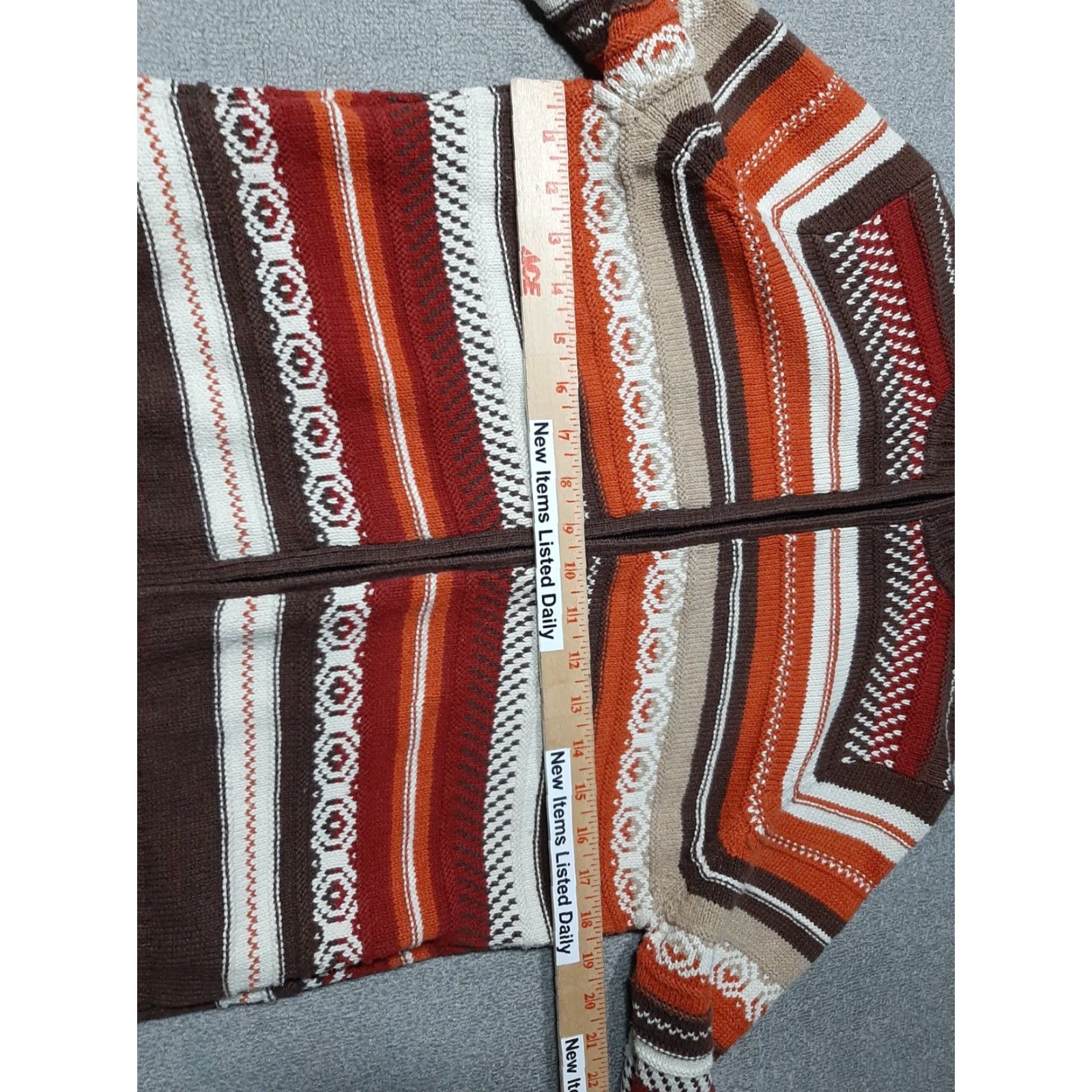 Vintage Valerie Stevens Sweater Jacket Womens M Brown Knit Full Zip Long Sleeve Size M / US 6-8 / IT 42-44 - 3 Thumbnail