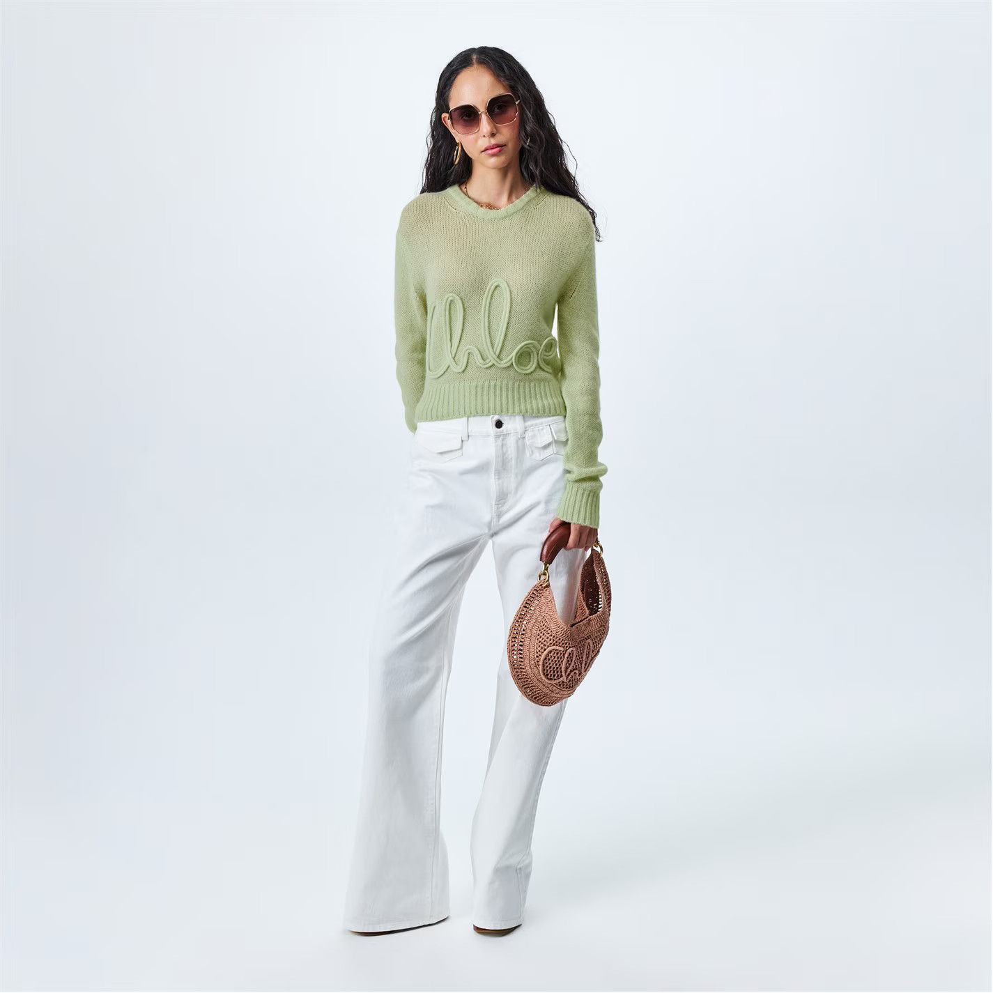 Chloe o1loc1c10226 Wool Knit Jumper in Gleam Green Size L / US 10 / IT 46 - 6 Thumbnail