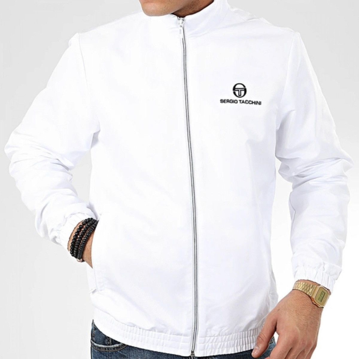 Sergio Tacchini × Vintage Sergio Tacchini Carson Tracktop white light track jacket Size US L / EU 52-54 / 3 - 4 Thumbnail