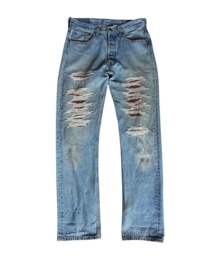 Levi's × Vintage Vintage Distressed Levis 501/ Grunge Rock Style/ patchwork Size US 31 - 1 Thumbnail