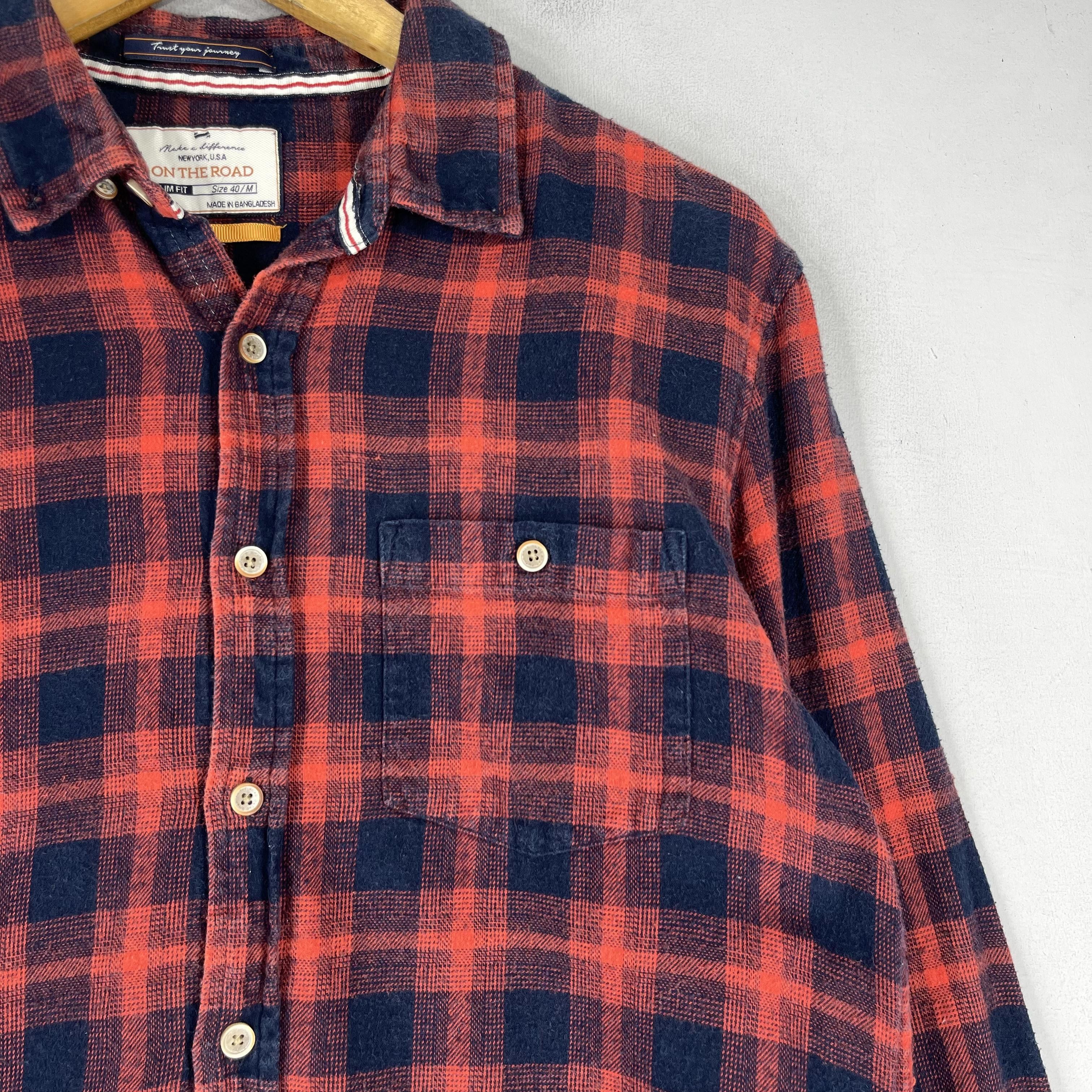 Flannel × Japanese Brand Vintage Plaid Checkered Red/Blue Tartan Flannel Button Up Size US M / EU 48-50 / 2 - 3 Thumbnail