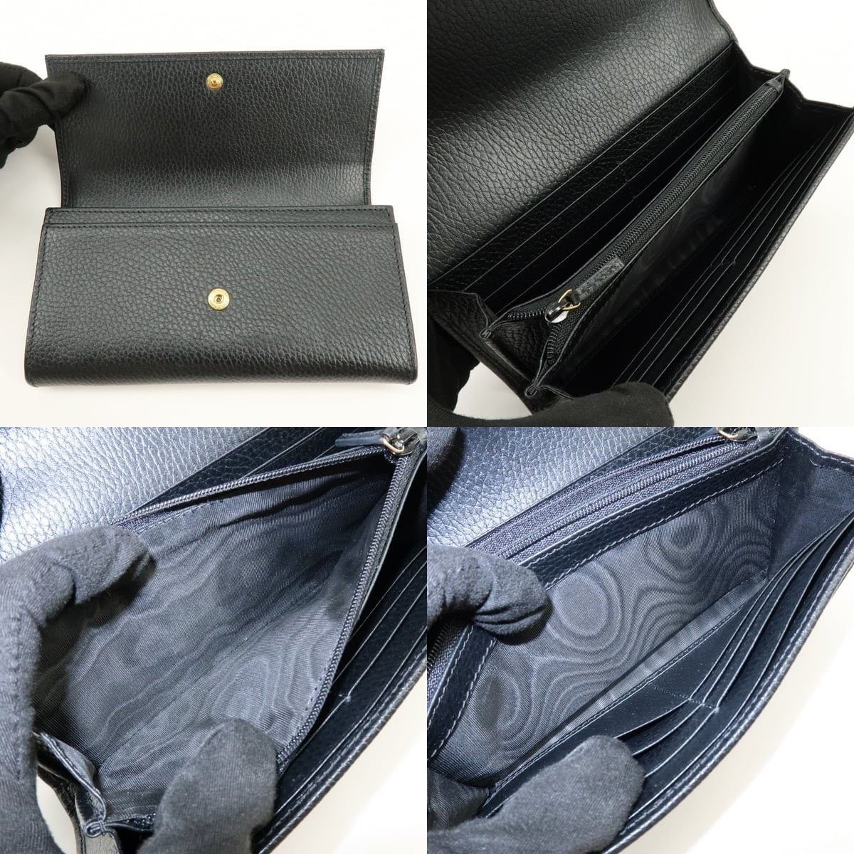 Gucci Gucci GG Marmont Long Flap Calfskin Wallet Black Size ONE SIZE - 6 Thumbnail
