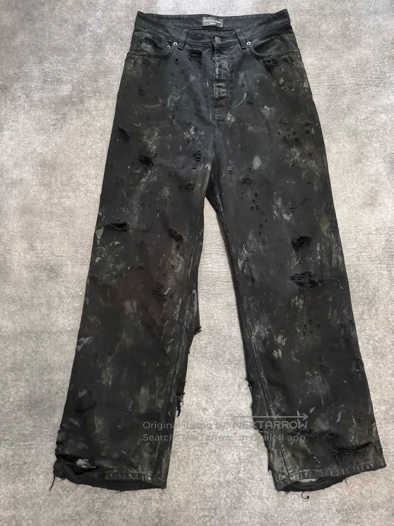 Other Balenciaga size XS Muddy Stain Destroyed Ripped Denim Pant Size US 27 - 2 Thumbnail