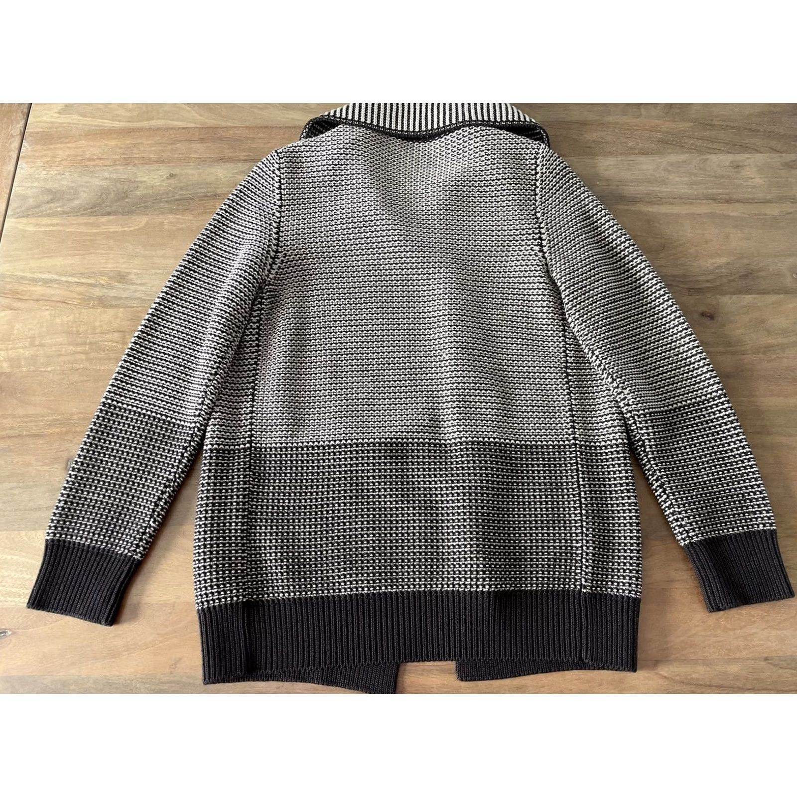 Max Mara VINTAGE Max Mara Cardigan Womens M Brown Virgin Wool Geometric Knit Open NY? (Note: question) Size M / US 6-8 / IT 42-44 - 2 Thumbnail
