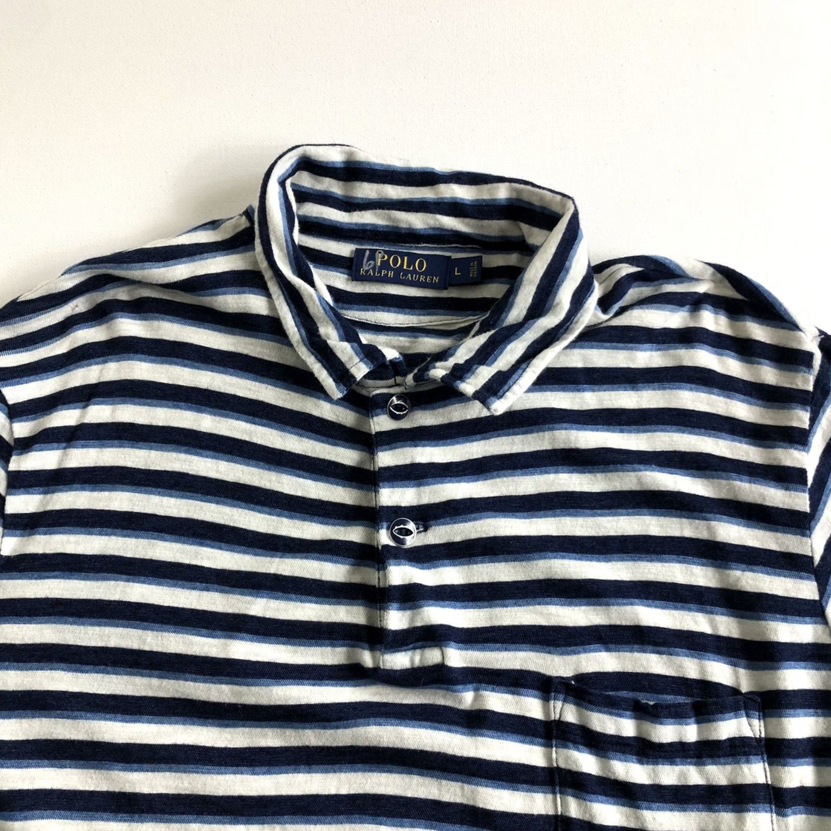 Polo Ralph Lauren Polo Ralph Lauren Polo Shirt Mens L Short Sleeve Blue Striped Golf Regular Fit Size US L / EU 52-54 / 3 - 3 Thumbnail