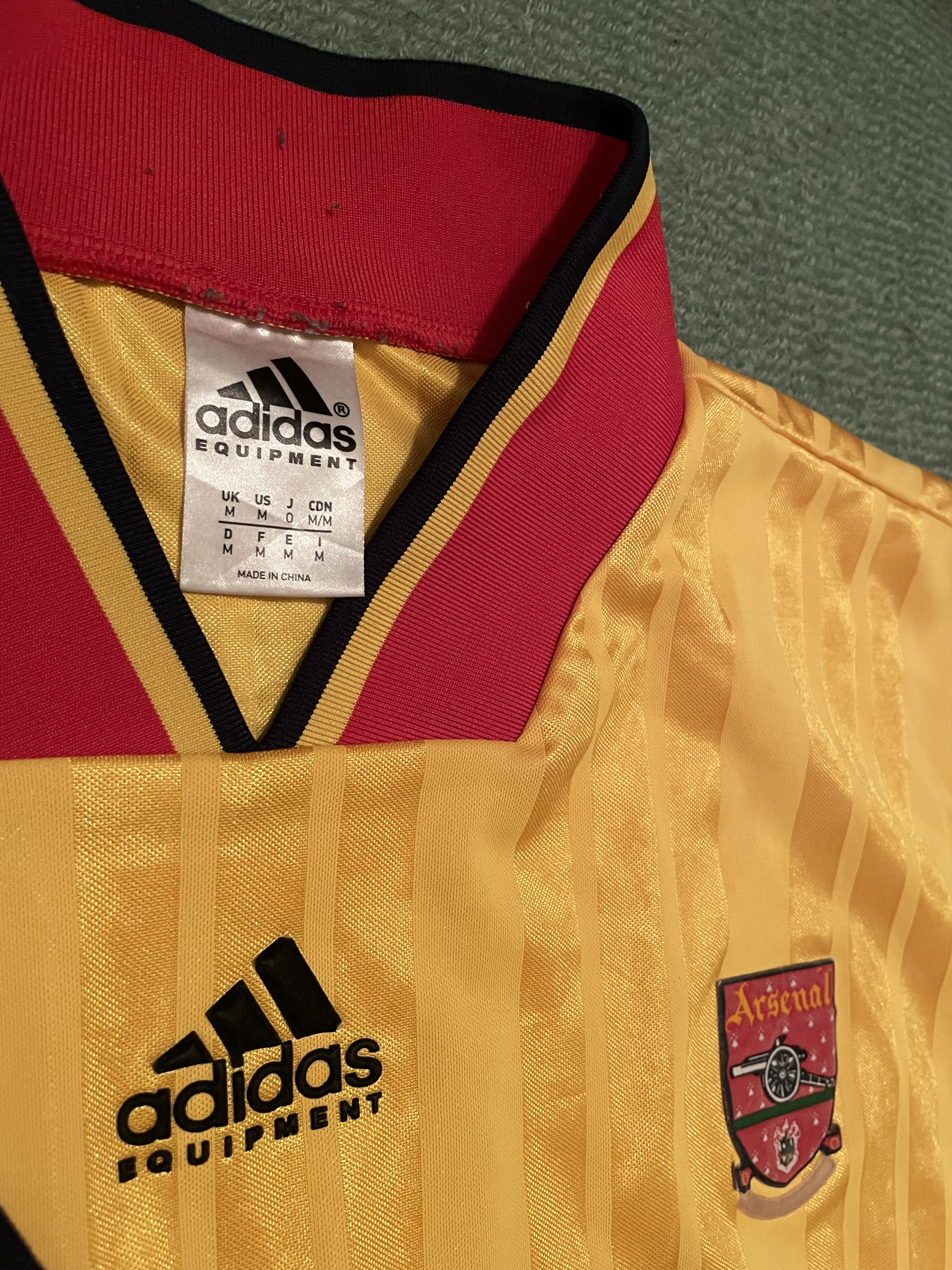 Adidas Arsenal 93/94 Yellow Away Retro Football Jersey Size US M / EU 48-50 / 2 - 6 Thumbnail