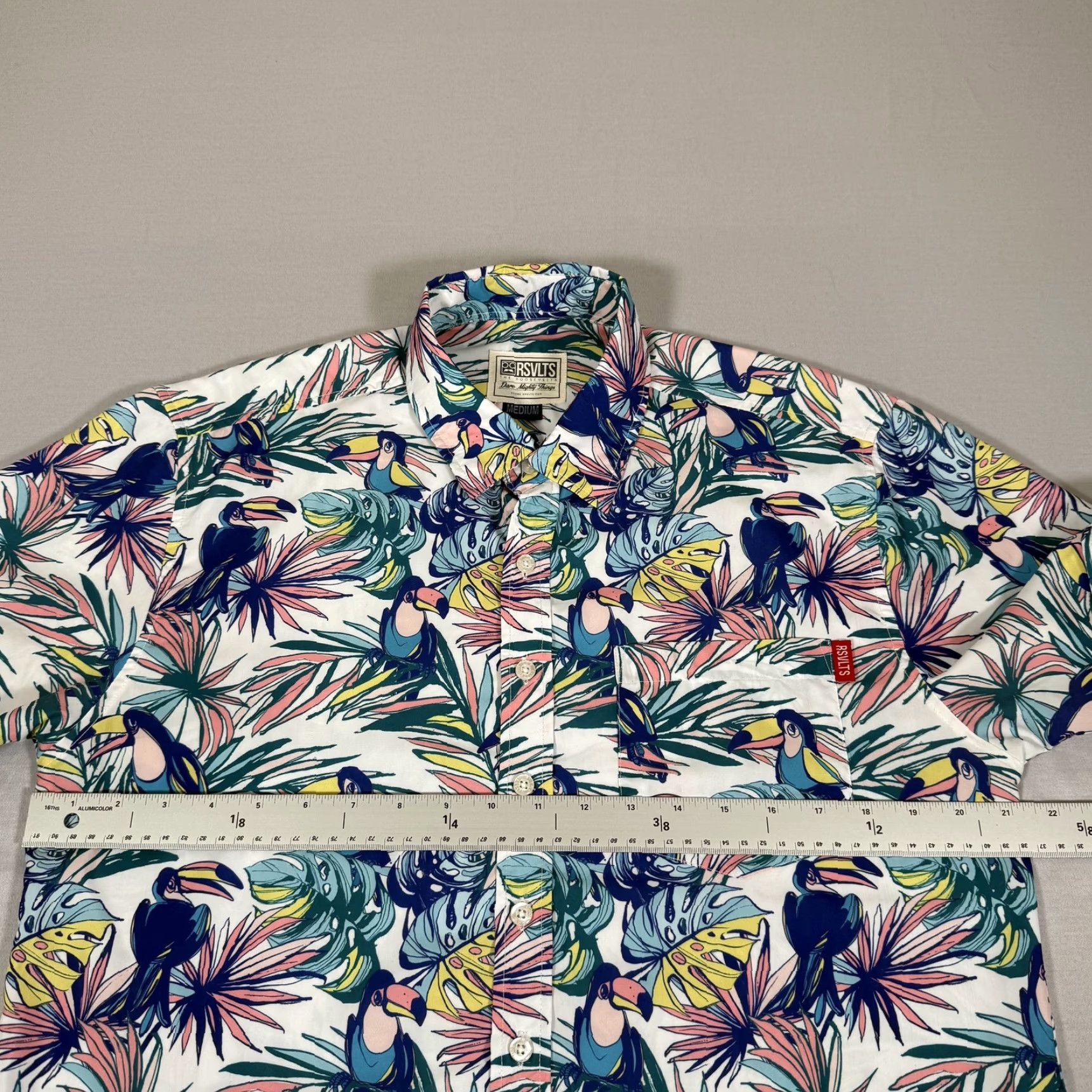 ALOHAS RSVLTS Shirt Mens Medium Multicolor Toucan Tropical Hawaiian Button Up Aloha Size US M / EU 48-50 / 2 - 4 Thumbnail
