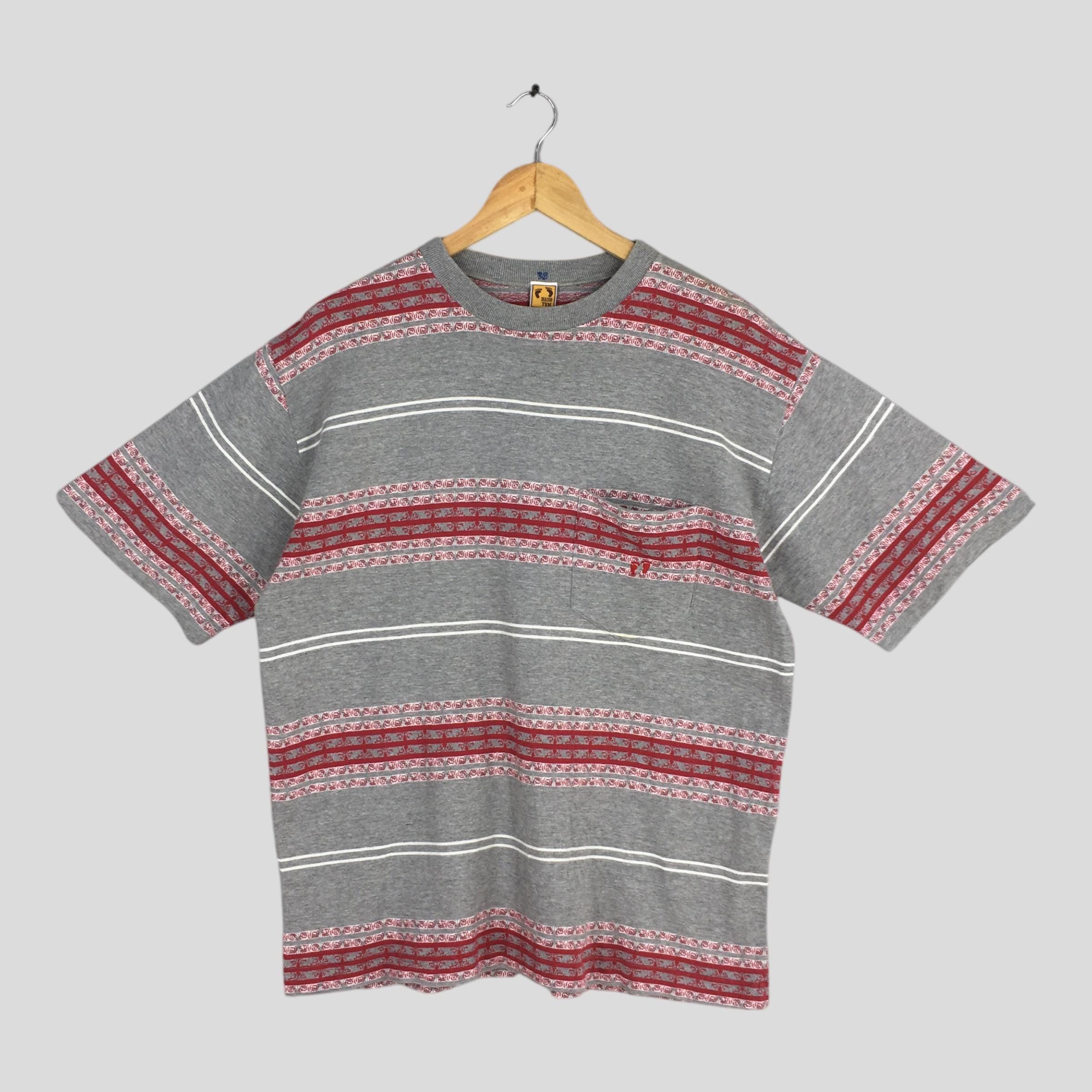 Hang Ten Vintage 90's Hang Ten Stripes Gray T shirt Large Size US L / EU 52-54 / 3 - 1 Thumbnail