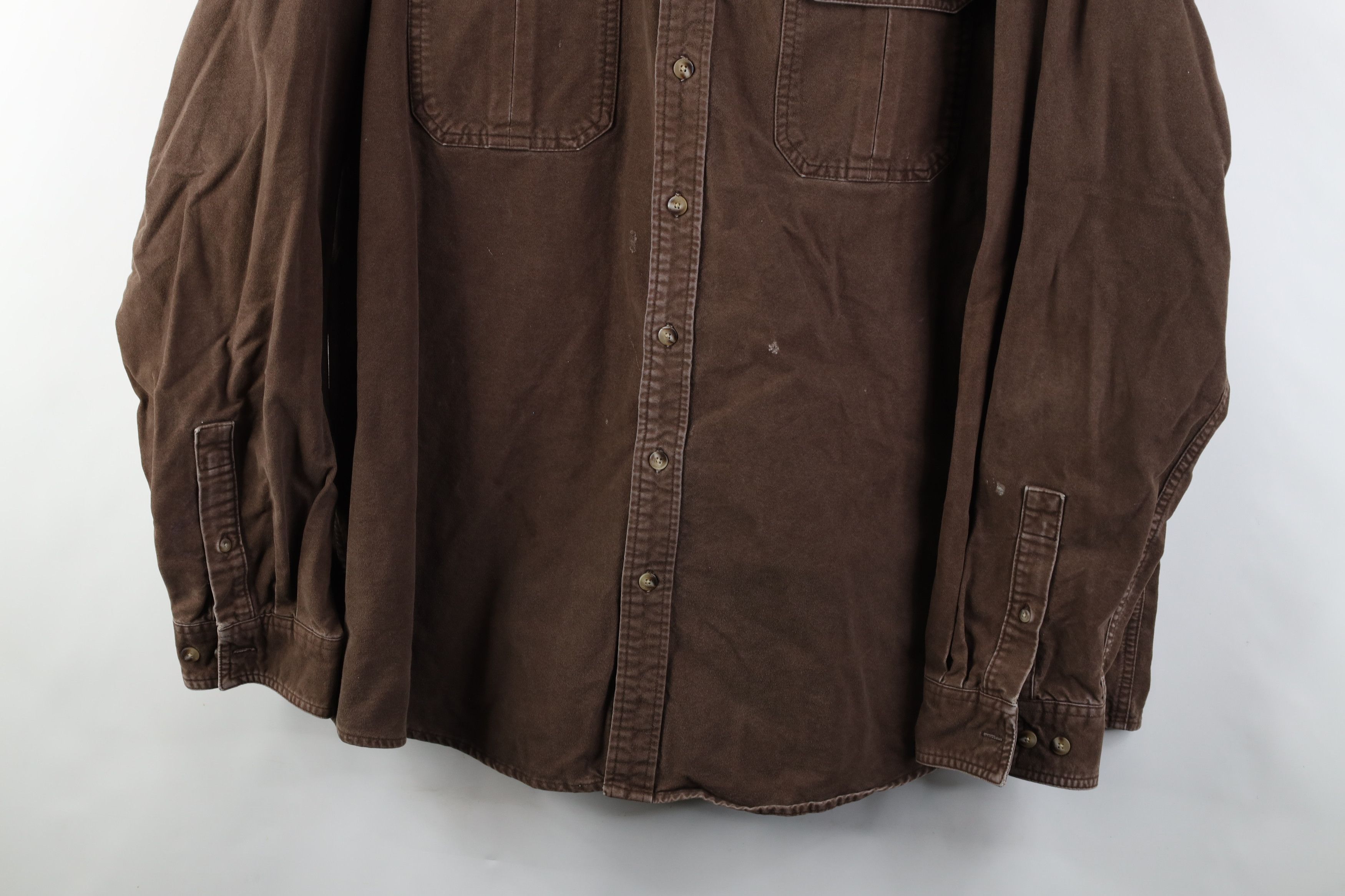 Vintage Vintage 90s Y2K Streetwear Chamois Coth Button Shirt Brown Size US XXL / EU 58 / 5 - 3 Thumbnail