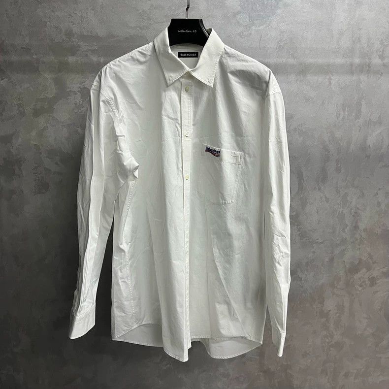 Balenciaga Balenciaga size 39 White Solid Logo Printed Pocket Long Sl Size US S / EU 44-46 / 1 - 1 Thumbnail