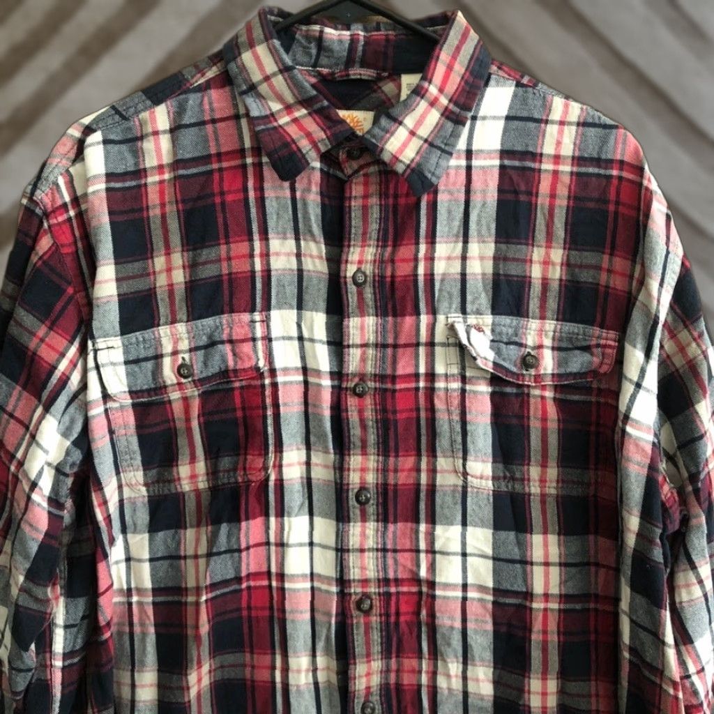 Timberland VINTAGE Timberland Mens Shirt Red Multi Plaid Flannel Button Down 100% Cotton XLarge Size US XL / EU 56 / 4 - 1 Thumbnail