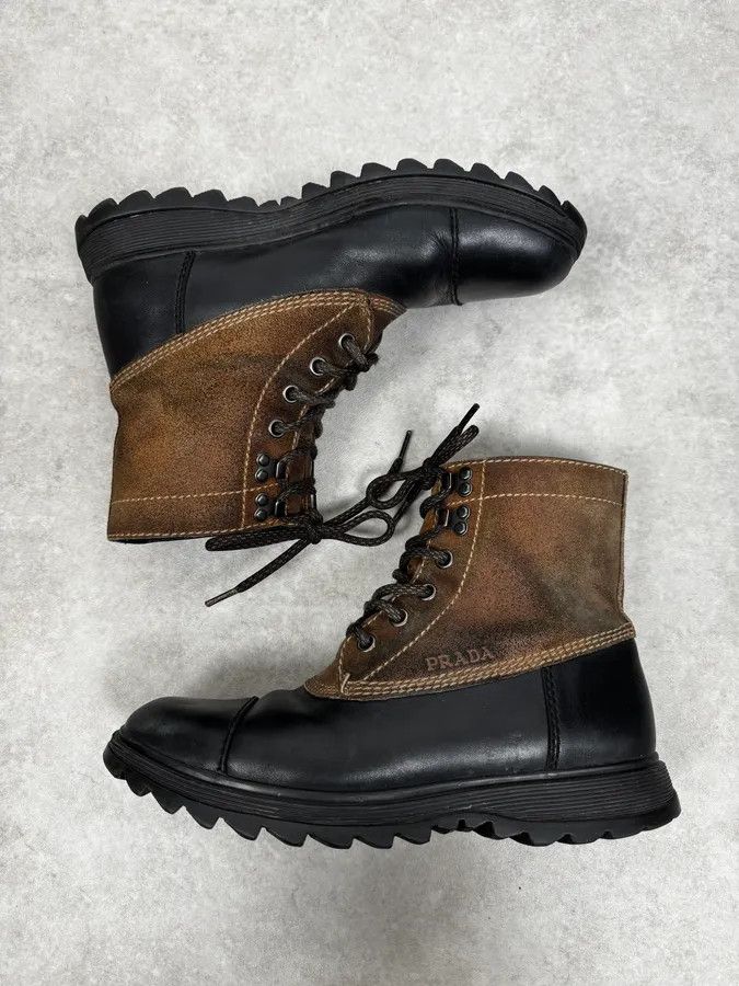 Prada 2000s Prada Brown Hybrid Suede Leather Hiking Boots Size US 9 / EU 42 - 2 Thumbnail
