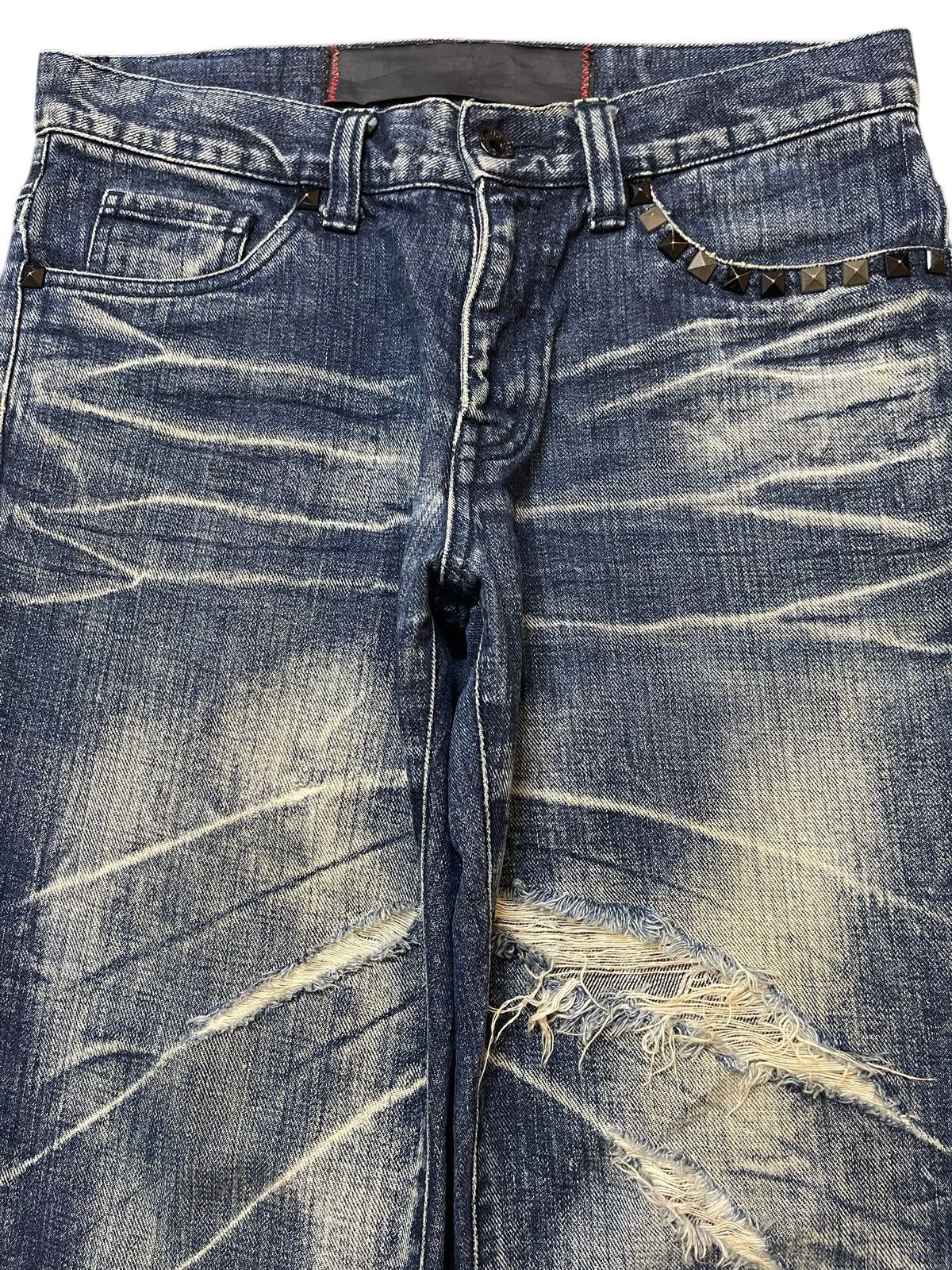 semanticdesign Japan Semantic Design Claw Mark Wash Distress Skull Studded Size US 31 - 3 Thumbnail