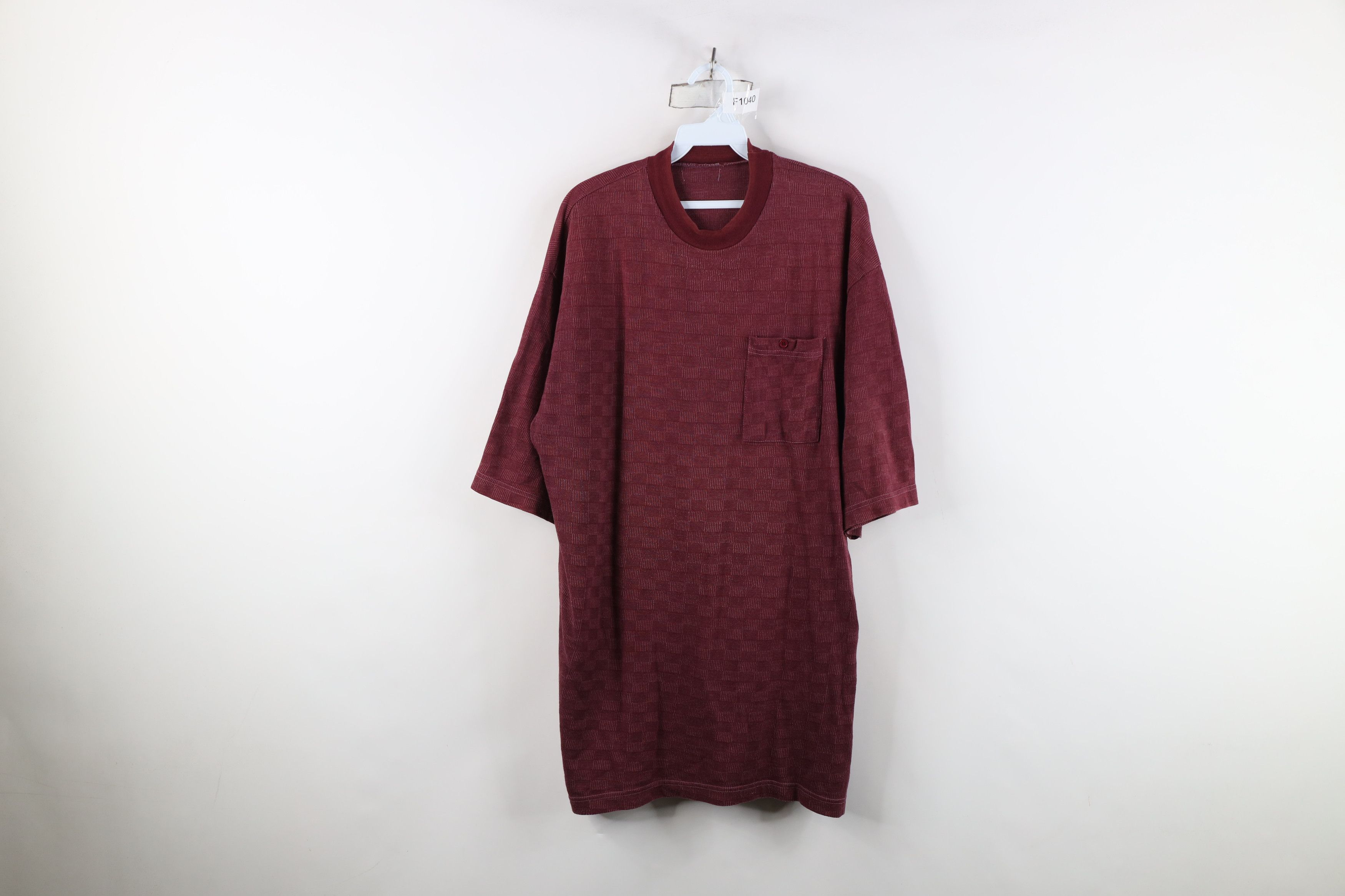 Vintage Vintage 90s Streetwear Checkered Knit Pocket T-Shirt Red Size US XL / EU 56 / 4 - 1 Thumbnail