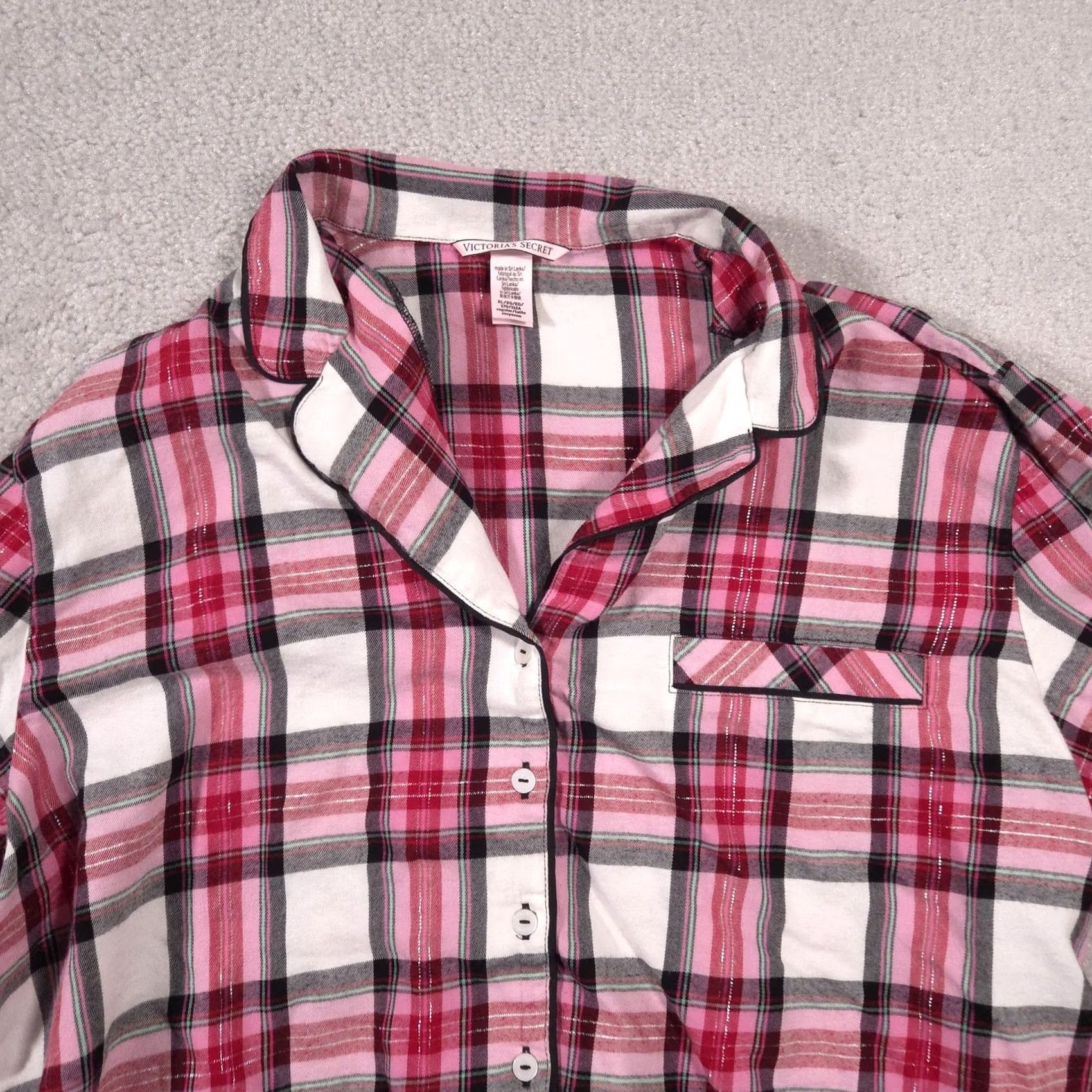 Victoria's Secret Victoria's Secret Shirt Womens XL Pink Plaid Cropped Button Front Pajama Top Size XL / US 12-14 / IT 48-50 - 4 Thumbnail