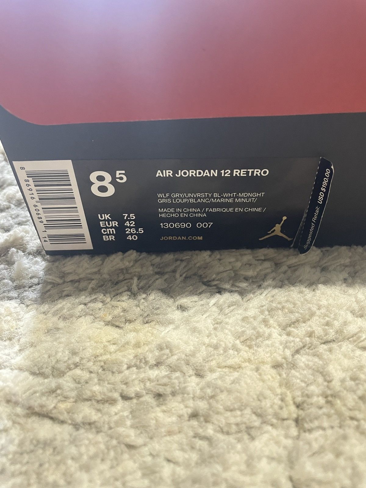 Jordan Brand Jordan 12 Retro Grey University Blue Size US 8.5 / EU 41-42 - 7 Thumbnail