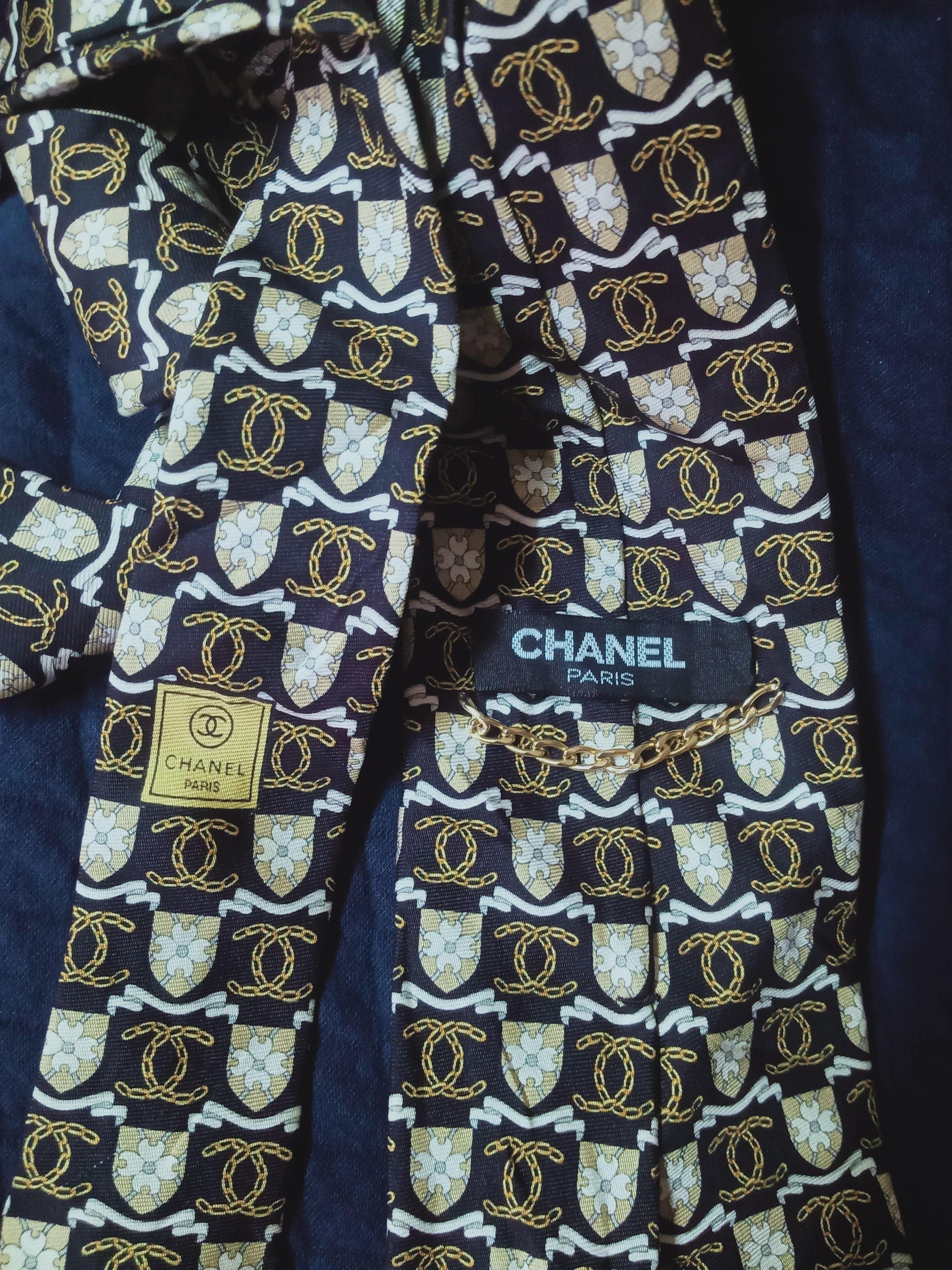 Chanel Chanel CC Chain Monogram Silk Tie Size ONE SIZE - 2 Thumbnail