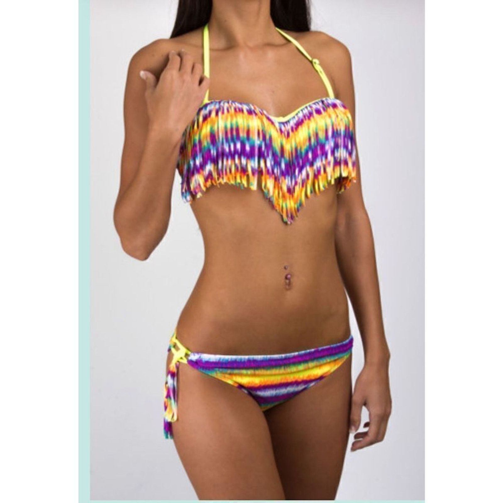 Other Eve's Temptation Psychedelic Fringed Bikini Swimsuit SMALL Size S / US 4 / IT 40 - 2 Thumbnail
