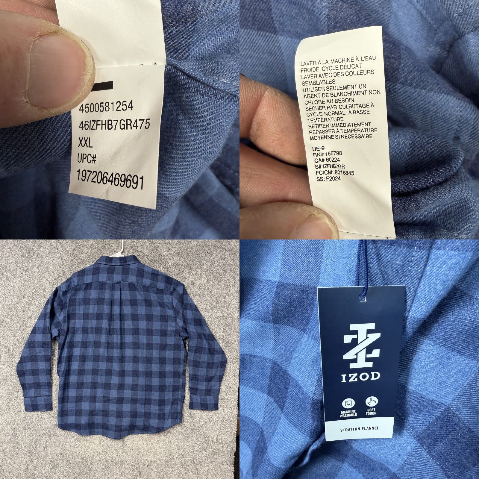 Izod VINTAGE Izod Stratton Flannel Button-Down Shirt Mens 2XL Blue Buffalo Check Cabincore Size US XXL / EU 58 / 5 - 8 Thumbnail