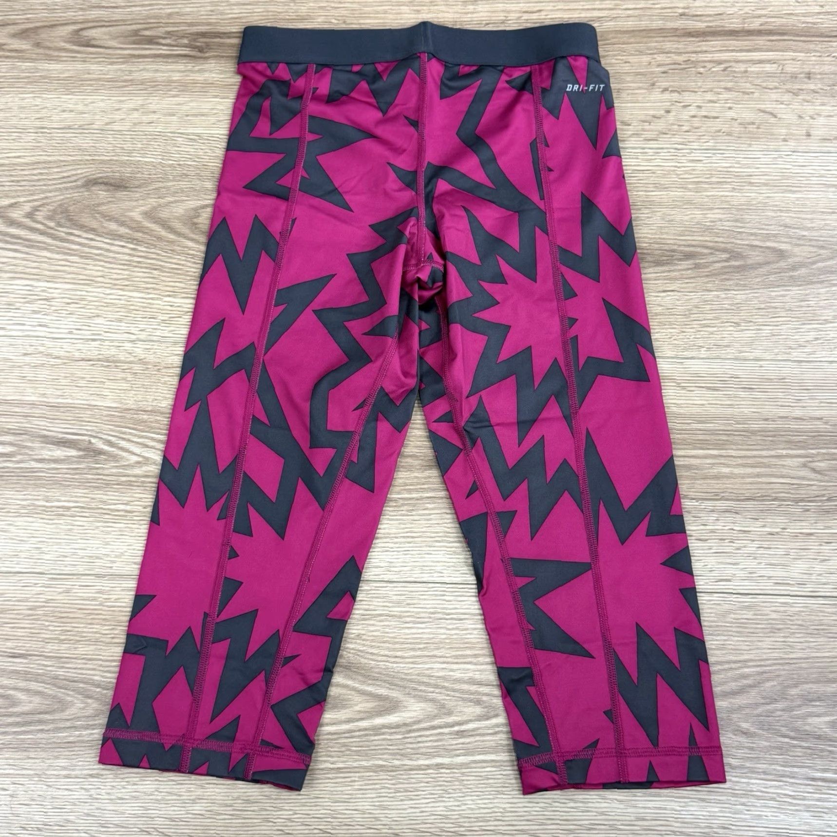 Nike Nike Pro Women Leggings Cropped S Dri-Fit Stretch Pink Gray Graphic Activewear Womens Size 28" / US 6 / IT 42 - 7 Thumbnail