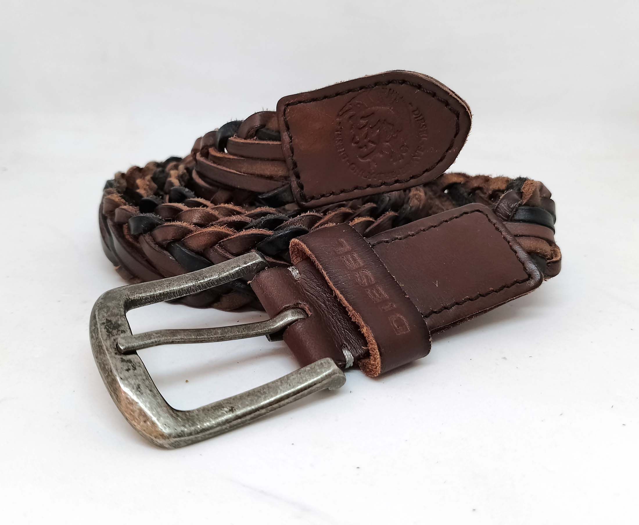 Diesel Brown Leather Diesel Braided Belt Size 100/40 Size ONE SIZE - 1 Thumbnail