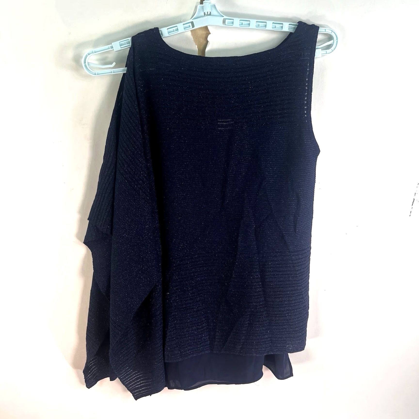 White House Black Market White House Black Market Drapery Tank Sweater Womens XS Blue Metallic NWT Size XS / US 0-2 / IT 36-38 - 5 Thumbnail