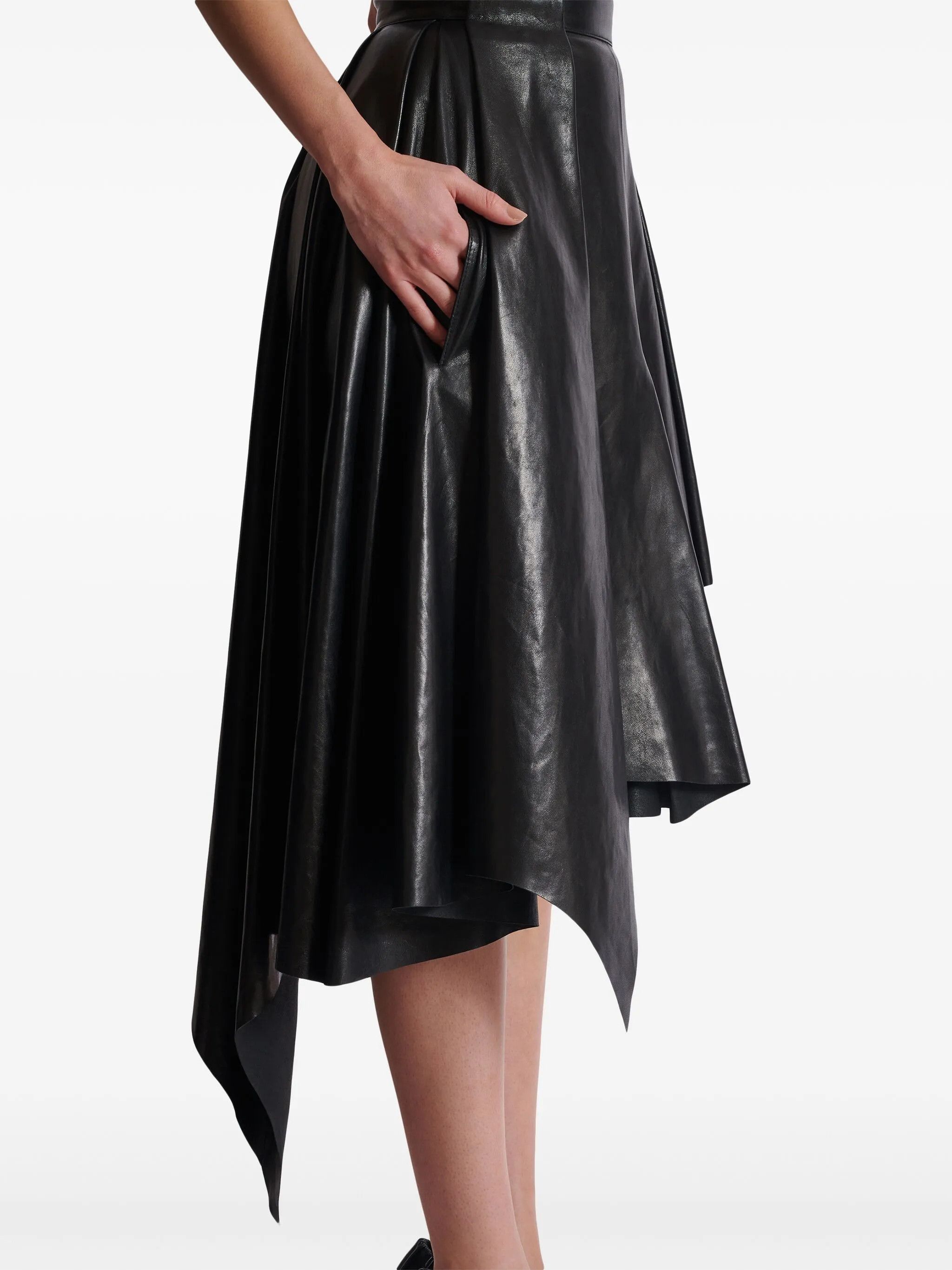 Balmain o1s1wg111025 Asymmetric Leather Skirt in Black Size 25" / US 0 / IT 36 - 7 Thumbnail