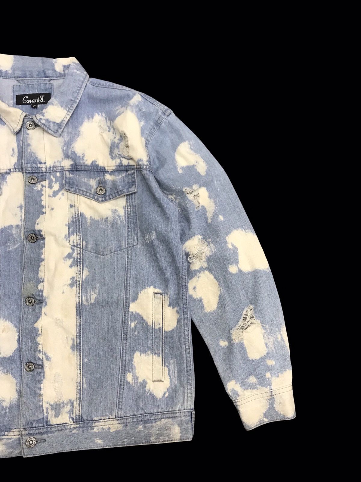 Japanese Brand 💥DENIM ART💥CavariA Rare Bleached Japan Trucker Denim F229 Size US XL / EU 56 / 4 - 2 Thumbnail