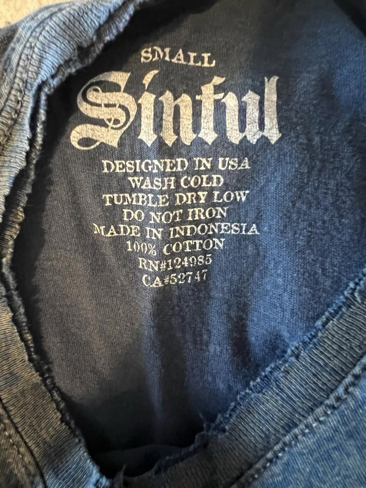 Other Sinful Blue Graphic T-Shirt Wash Gothic Y2K Short Sleeve Size M / US 6-8 / IT 42-44 - 3 Thumbnail
