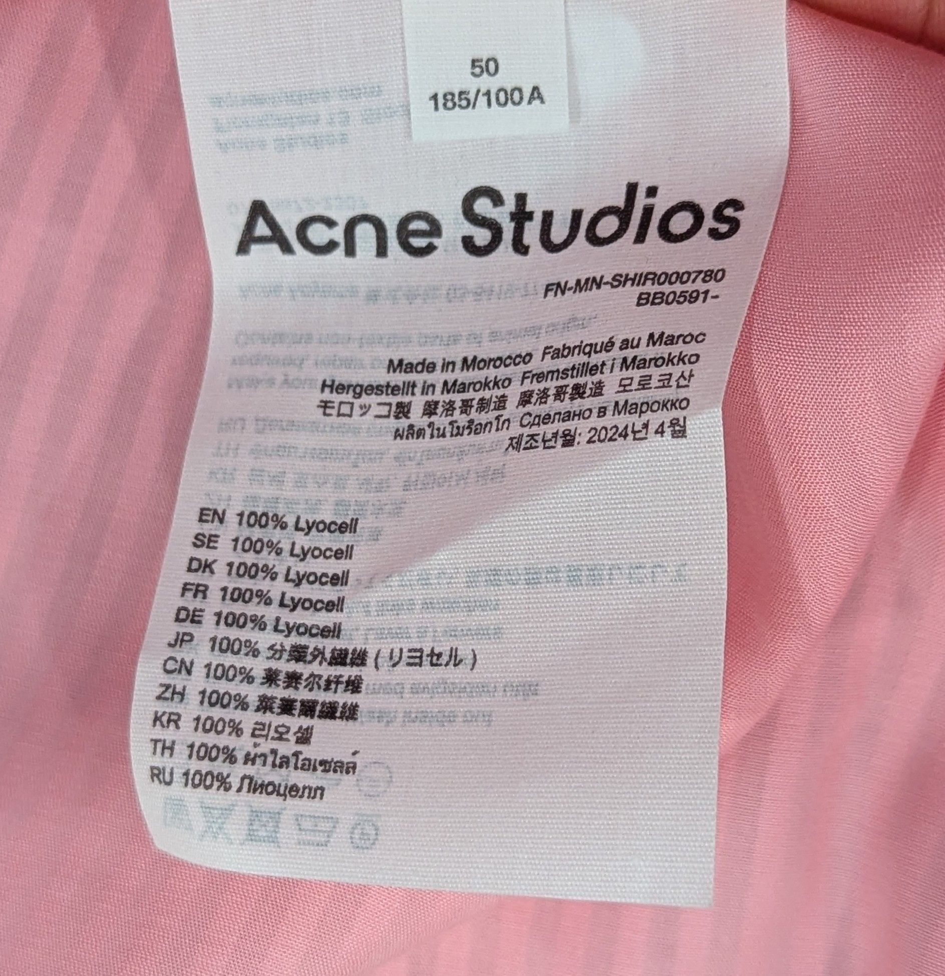 Acne Studios ACNE STUDIOS Tonal Stripe SS Button Up Shirt Pink 50 Size US M / EU 48-50 / 2 - 6 Thumbnail