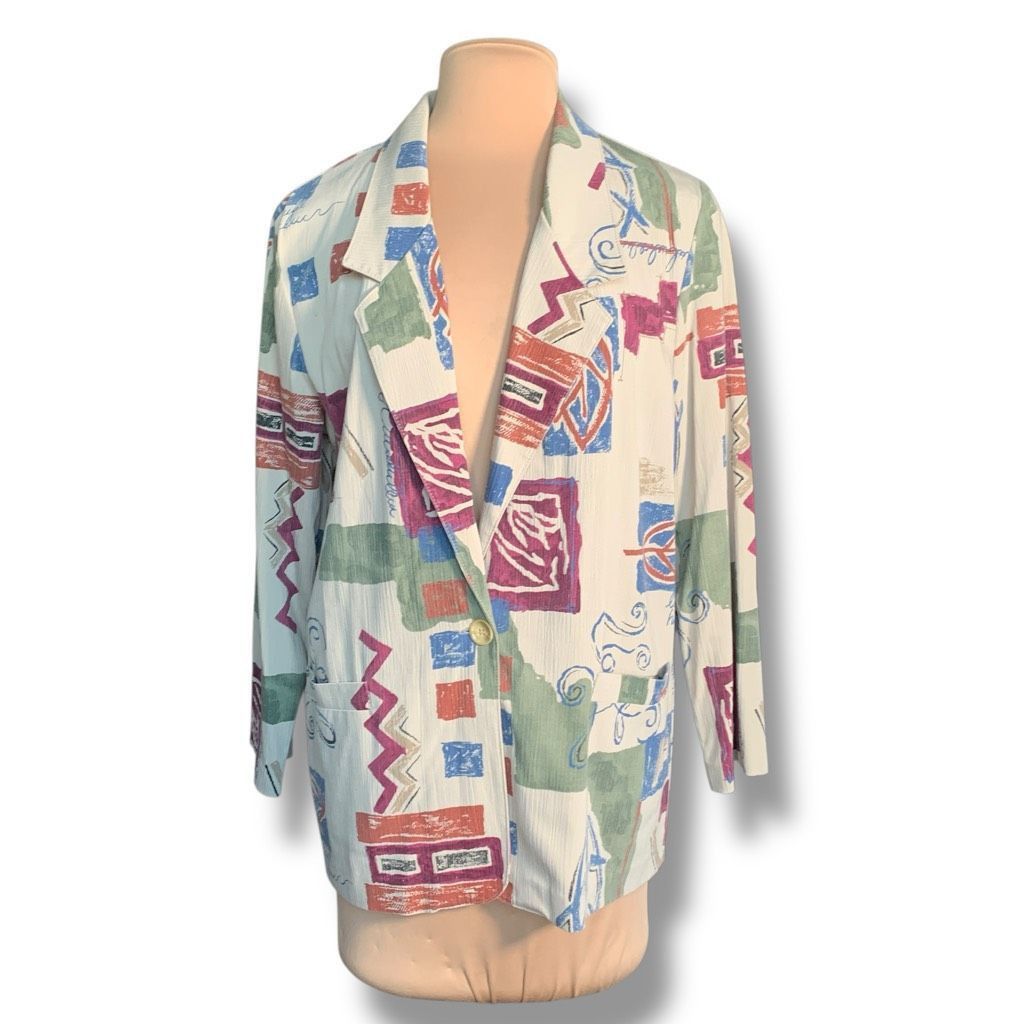Vintage Vintage Alfred Dunner Oversized Abstract Print Blazer Jacket Size XL / US 12-14 / IT 48-50 - 10 Thumbnail