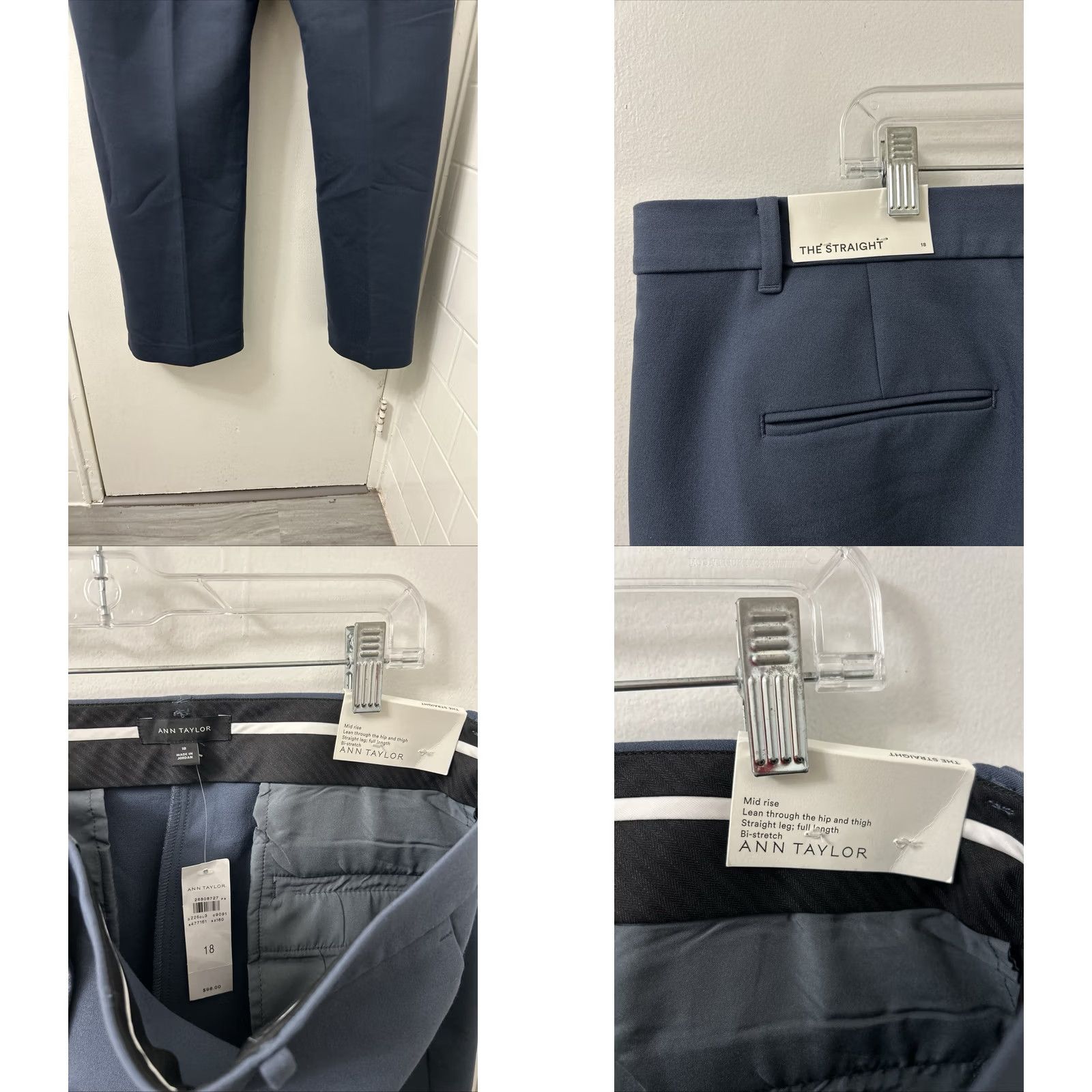 Ann Taylor Ann Taylor Pants Womens 18 Blue Straight Bi-stretch Workwear Dress Pants Zipper Button Pockets Size 40" / US 18 - 8 Thumbnail