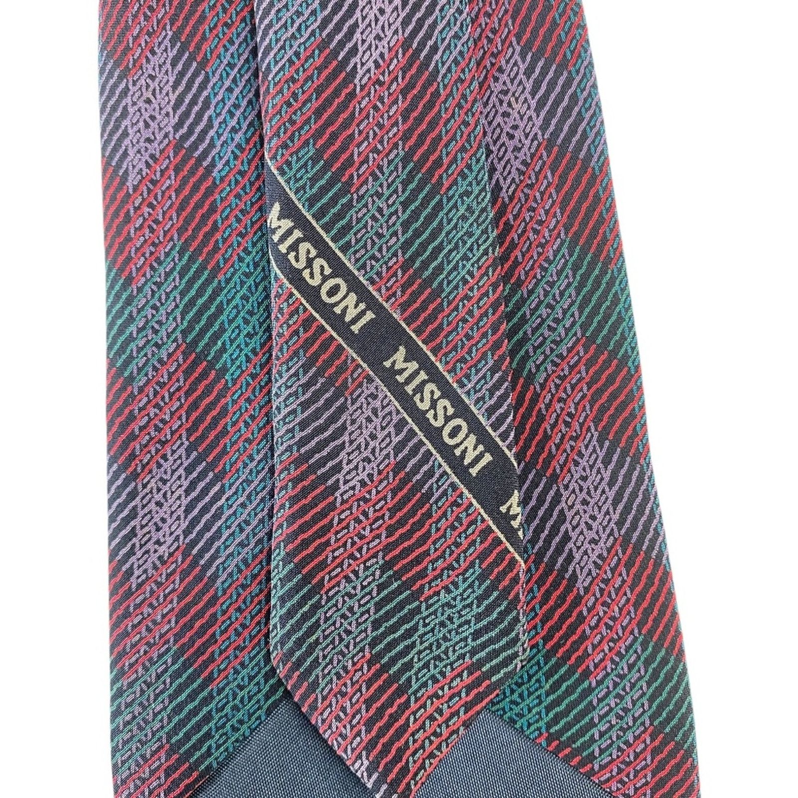 Missoni MISSONI Men’s 100% Silk Tie Necktie Zigzag Pattern Multi Size ONE SIZE - 2 Thumbnail