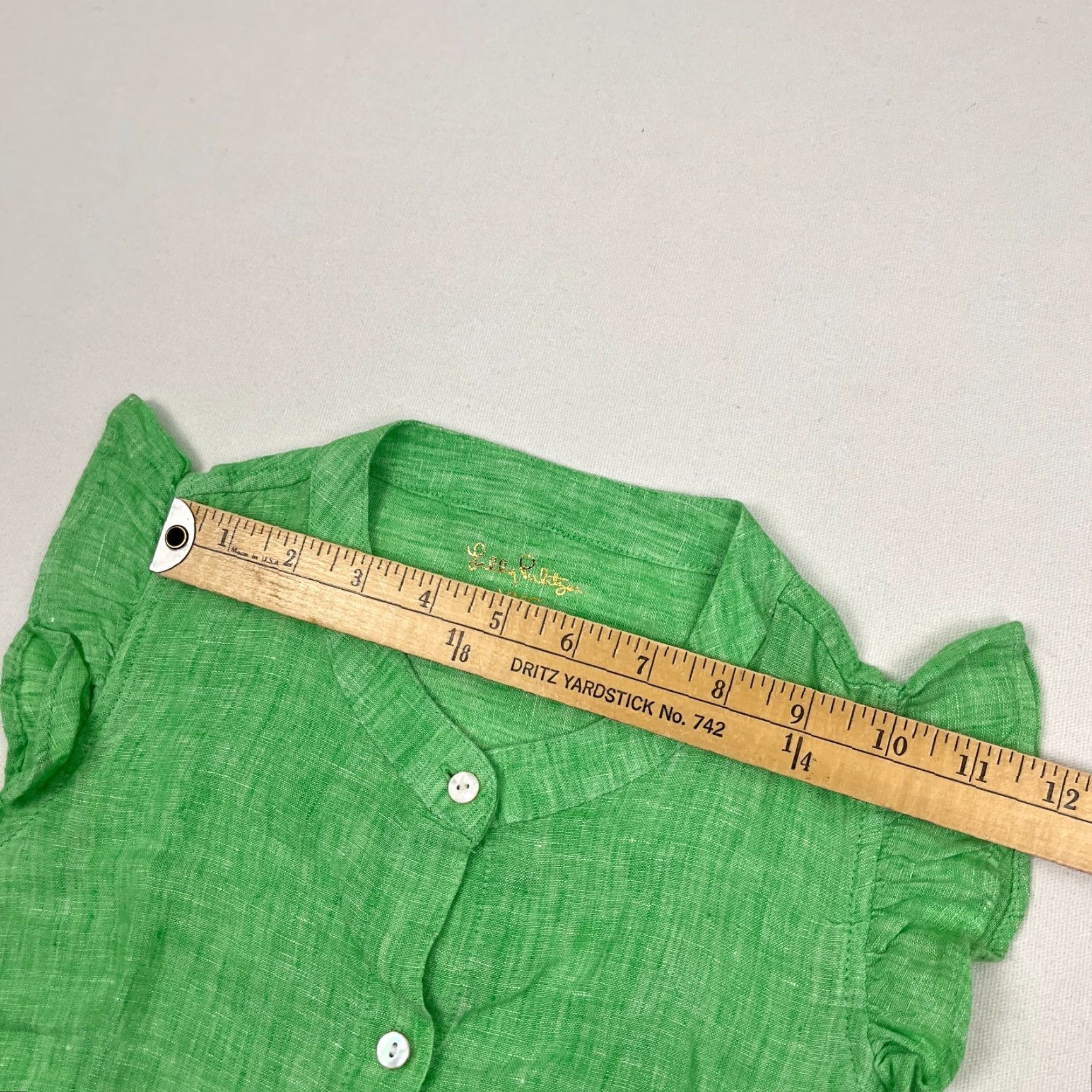 Lilly Pulitzer Lilly Pulitzer Button-Down Shirt Women 2XS XS Gecko Green Linen Coastal Cap Sleeve Regular Size XXS / US 00 / IT 34 - 6 Thumbnail