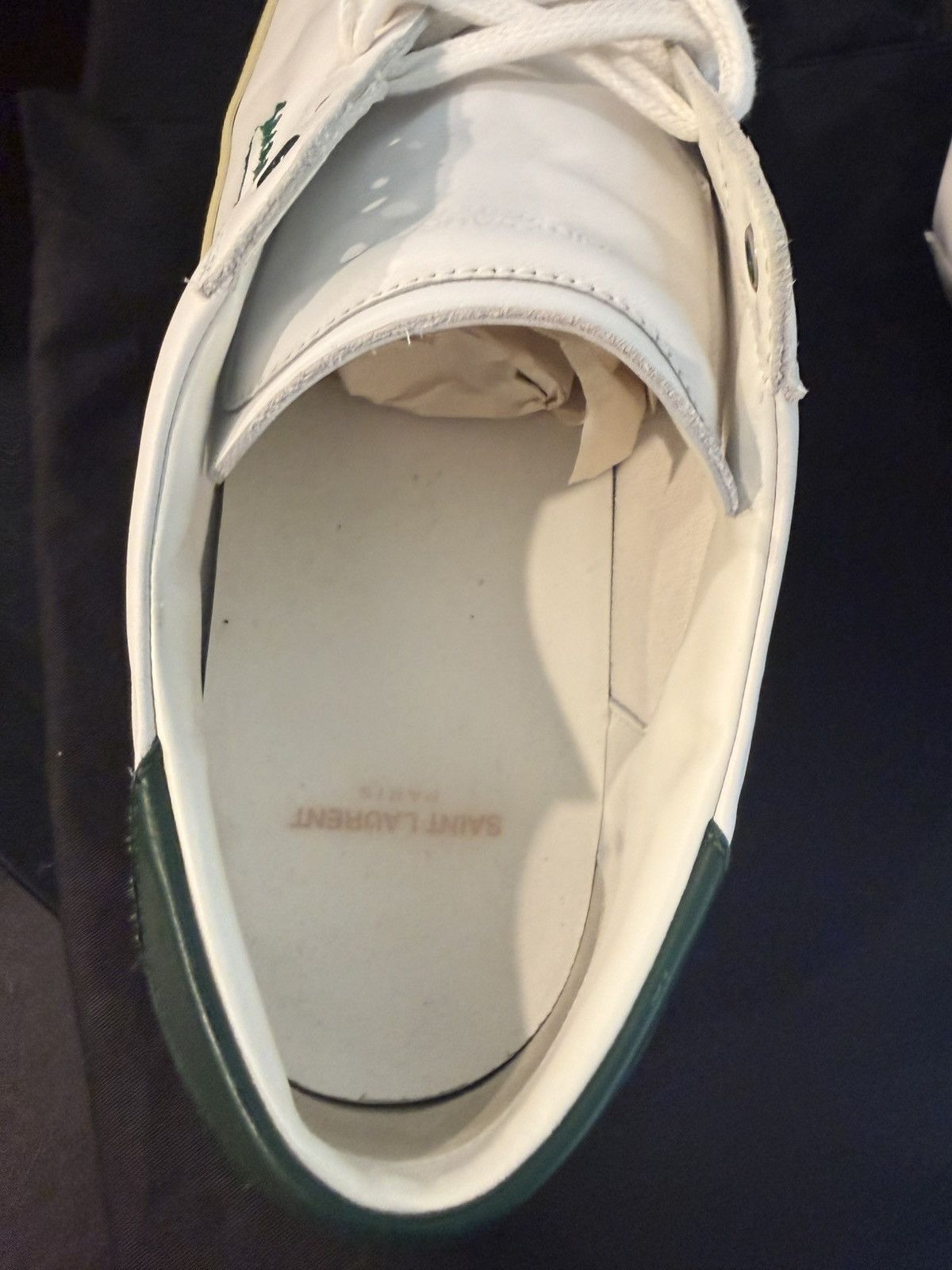 Saint Laurent Paris Saint Laurent SL-06 Court Leather 'White Dark Basil' Size US 15 / EU 48 - 5 Thumbnail