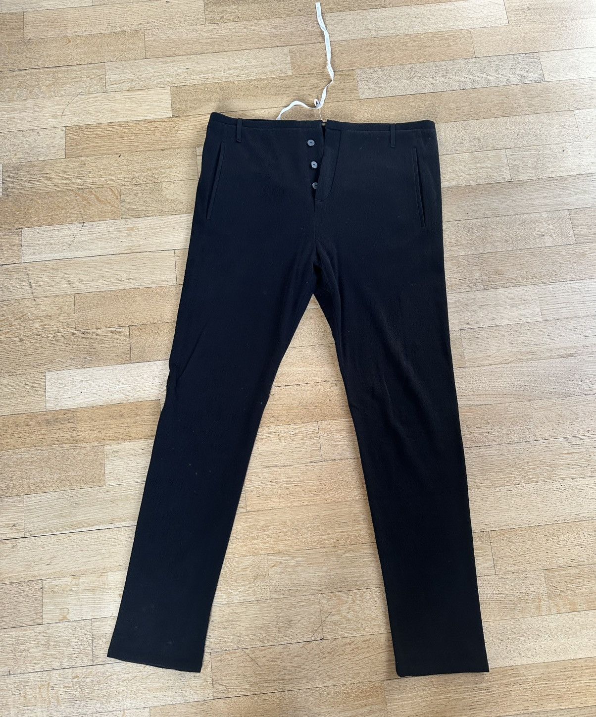Label Under Construction LUC black cotton linen stretch pants US 34/ EU 50 Size 50R - 2 Thumbnail