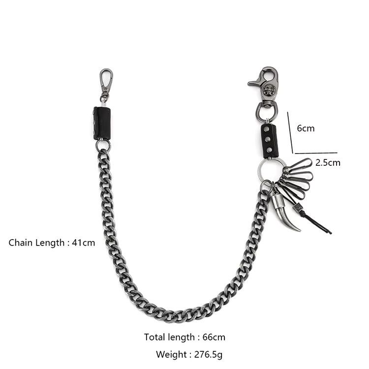 Jewelry Biker Wallet Chains Wolf Tooth Charm Waist Pant Chain Size ONE SIZE - 2 Thumbnail