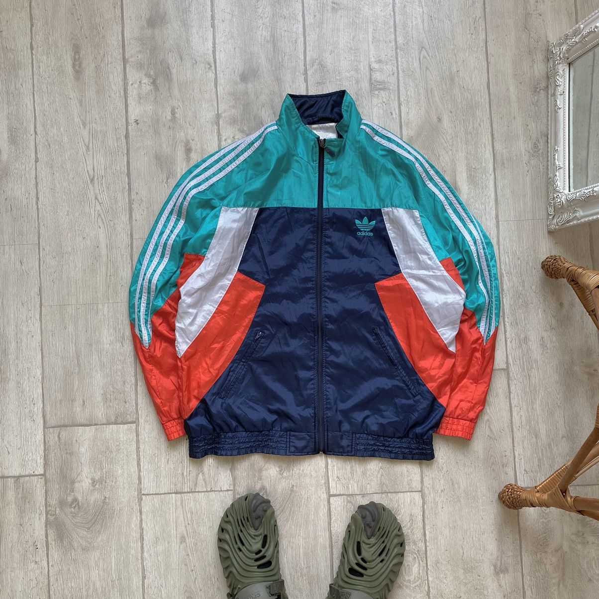 Adidas Vintage 90s Adidas Nylon track jacket Suit distressed Size US M / EU 48-50 / 2 - 1 Thumbnail