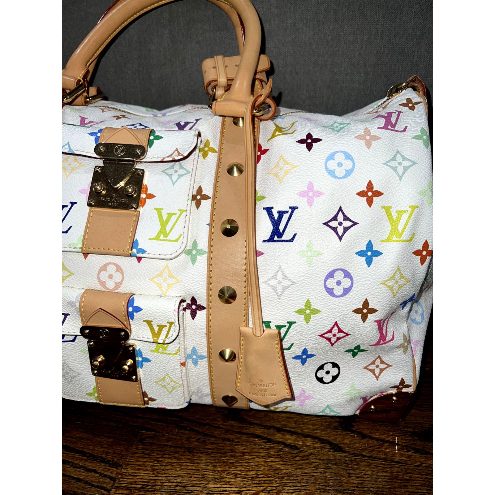 Louis Vuitton Louis Vuitton Keepall White Multicolor Monogram Travel Bag Size ONE SIZE - 4 Thumbnail