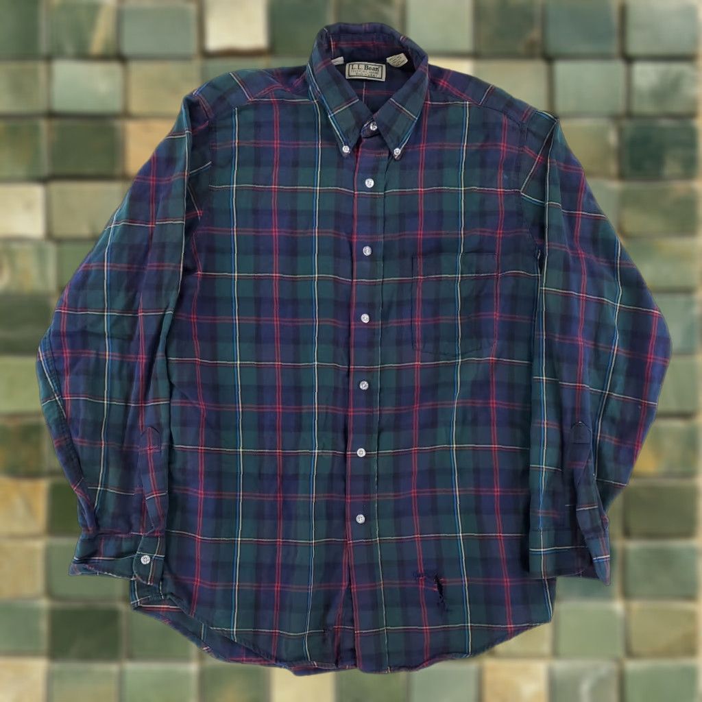 Vintage VINTAGE L.L. Bean Button Down Shirt Plaid Flannel Green Blue Mens L Long Sleeve Size US L / EU 52-54 / 3 - 1 Thumbnail