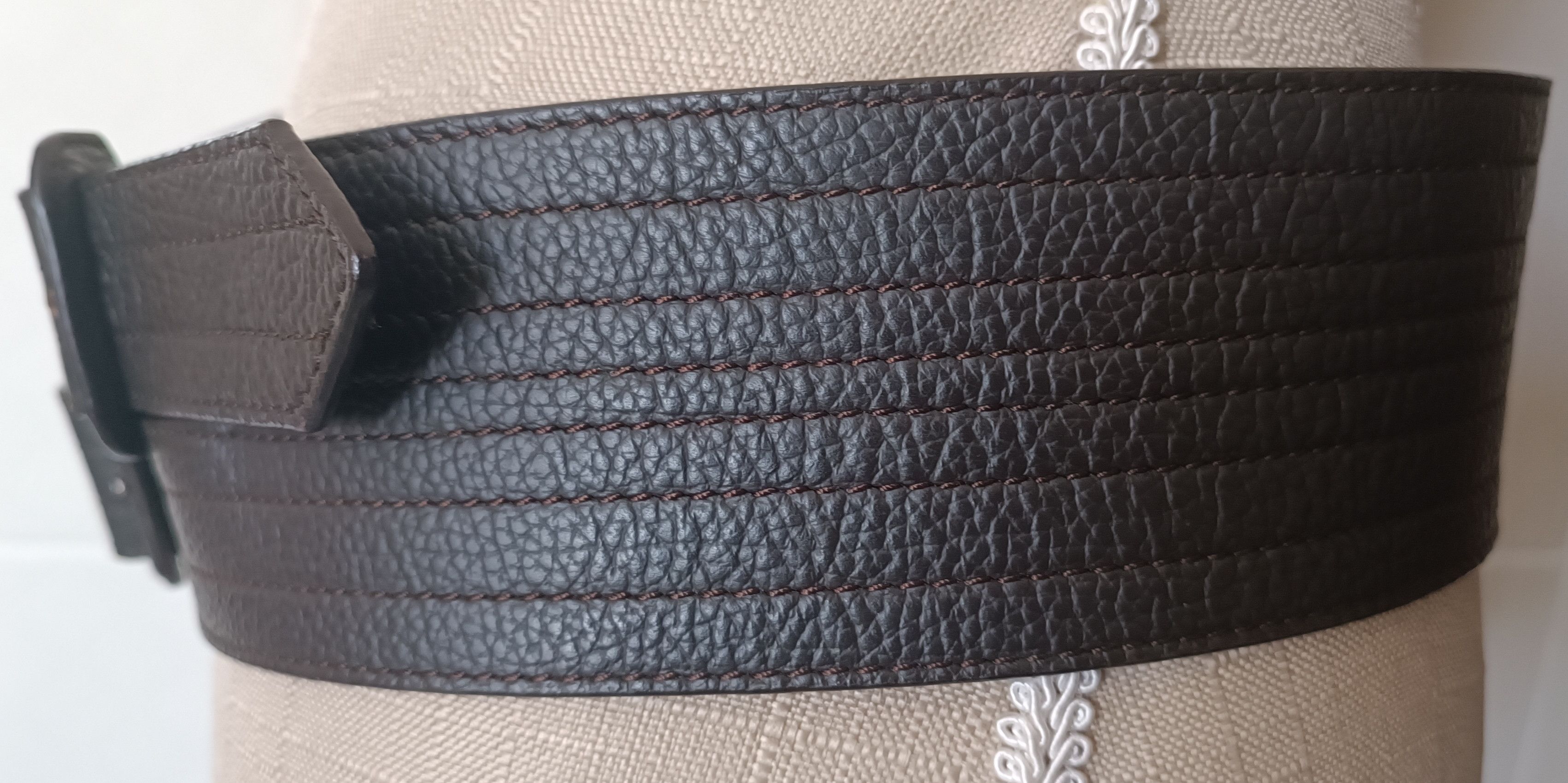 Jean Paul Gaultier 2 overlapping belts in dark brown leather Size ONE SIZE - 4 Thumbnail