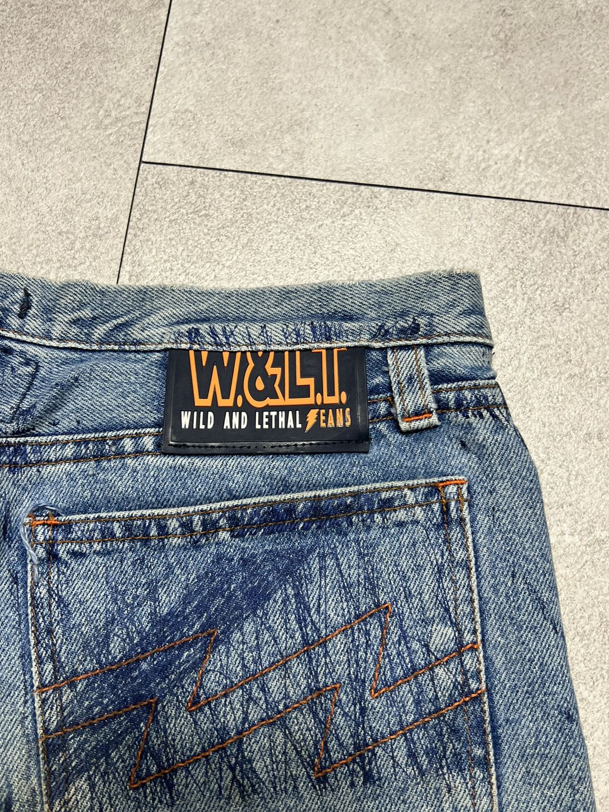 W&LT W&LT Graffiti Print Denim Jeans Size US 28 / EU 44 - 6 Thumbnail