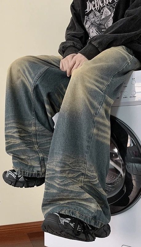 Japanese Brand hip-hop loose wide leg denim pant Size US 31 - 3 Thumbnail