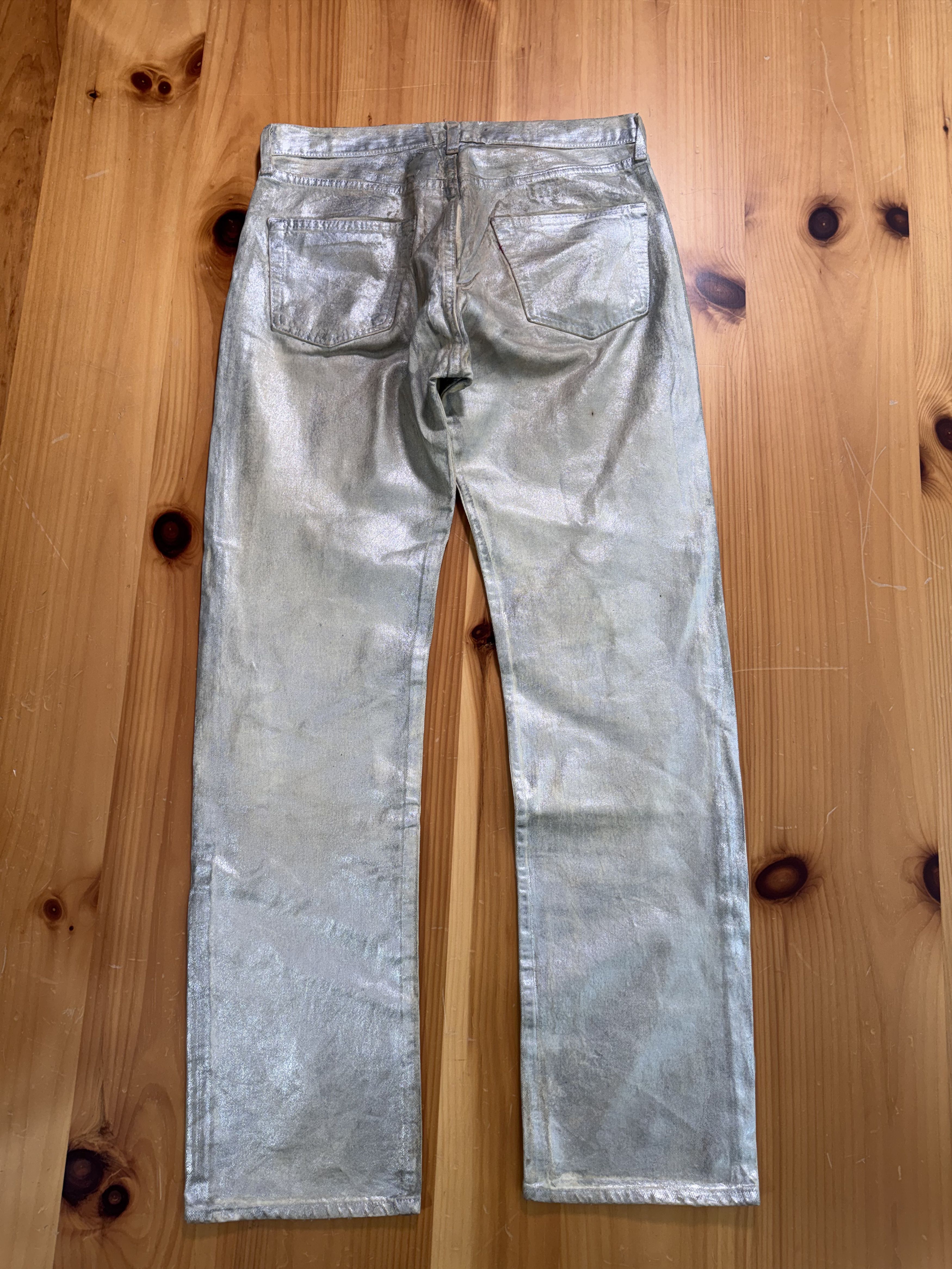 Maison Margiela Margiela ARTISANAL RARE ‘99 Silver Painted Jeans White 1999 Size US 32 / EU 48 - 5 Thumbnail