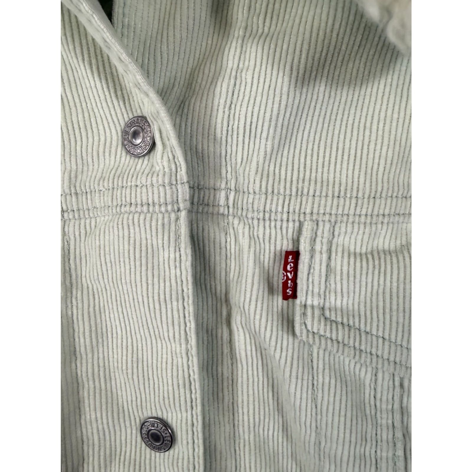 Levi's Levi’s Trucker Jacket Womens L Green Corduroy Quilted Sherpa Collar Button Front Pockets Jacket Size L / US 10 / IT 46 - 5 Thumbnail