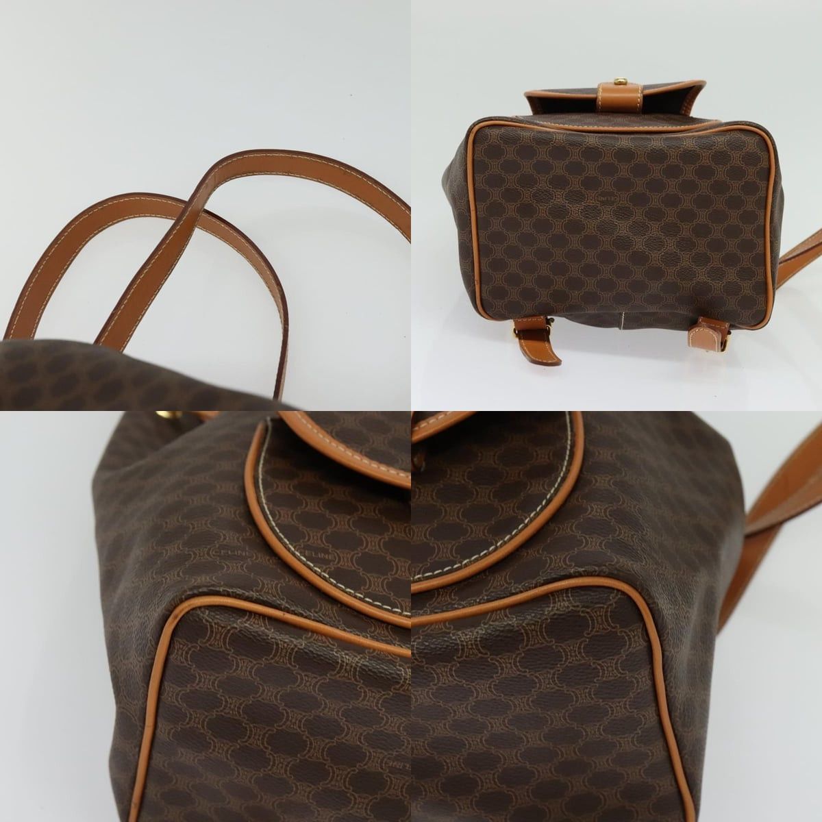 Celine CELINE Macadam Canvas Backpack Pvc Leather Brown Gold Size ONE SIZE - 10 Thumbnail